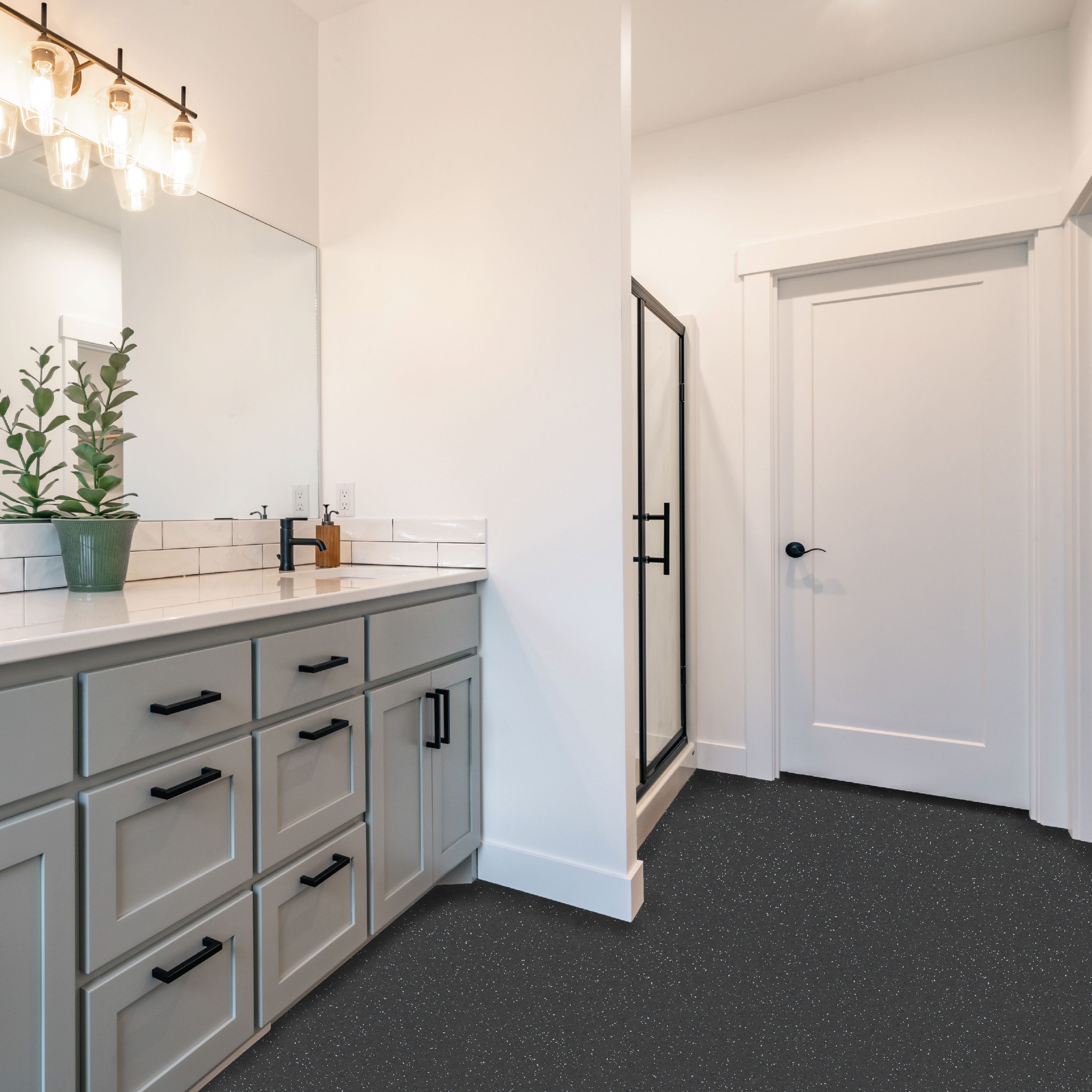 Precut Black Tile Granite effect Sheet vinyl, 4m² Price Comparisons | Compare The Build