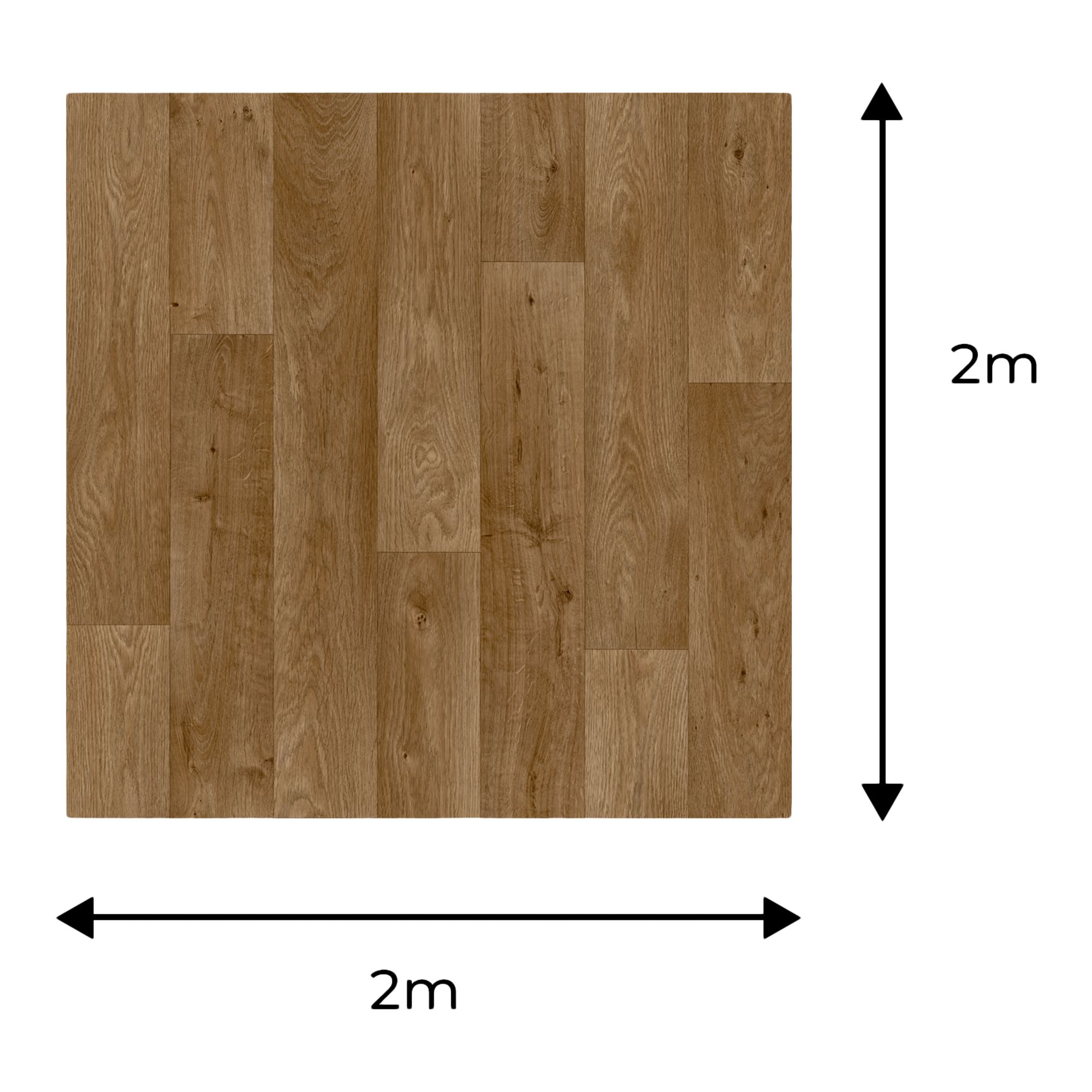Precut Brown Oak plank effect Sheet vinyl, 4m²