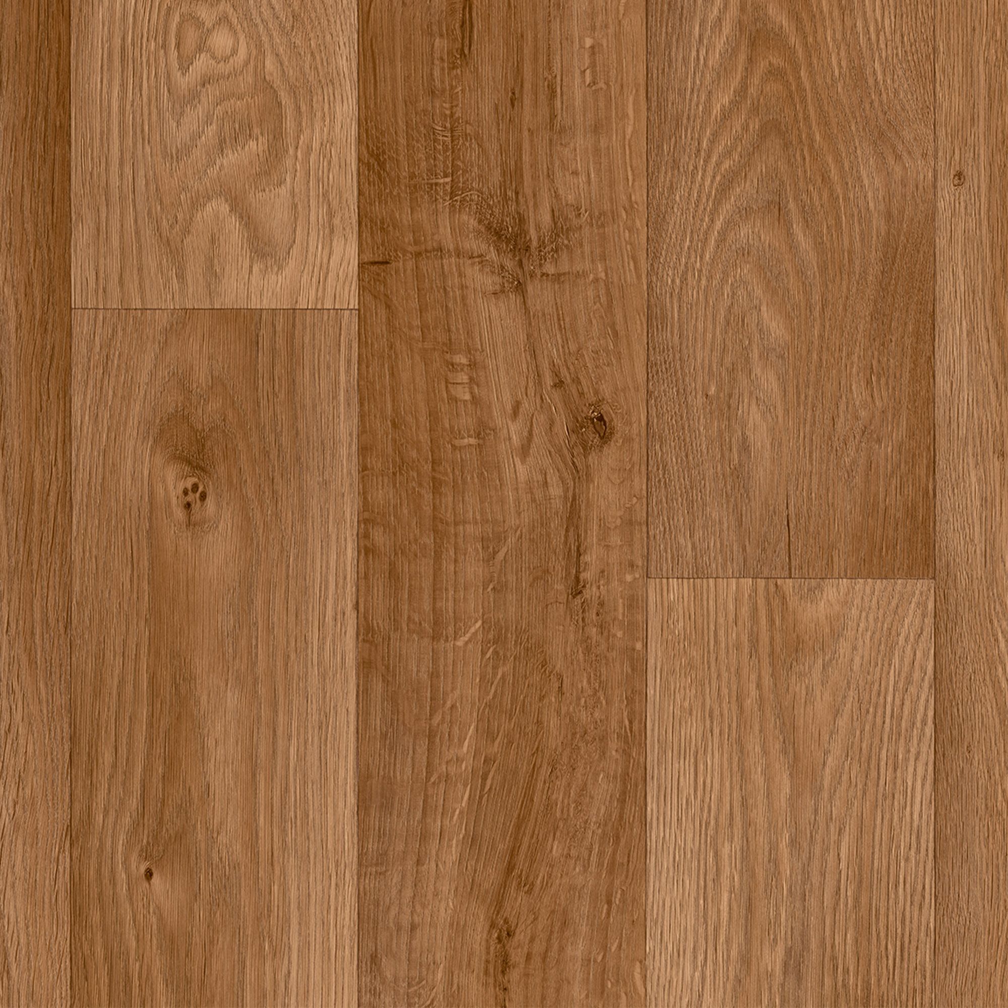 Precut Brown Oak plank effect Sheet vinyl, 4m²
