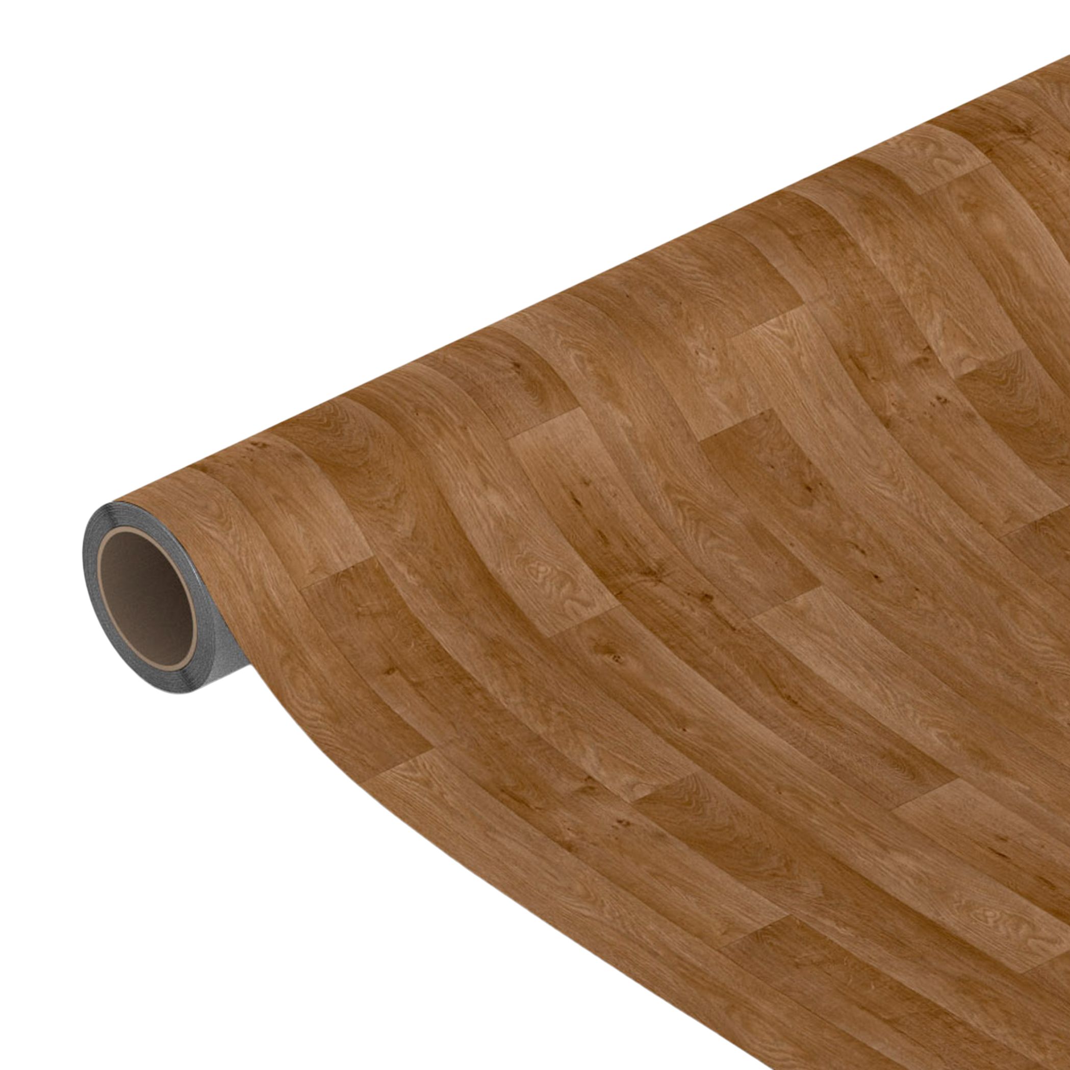 Precut Brown Oak plank effect Sheet vinyl, 4m²