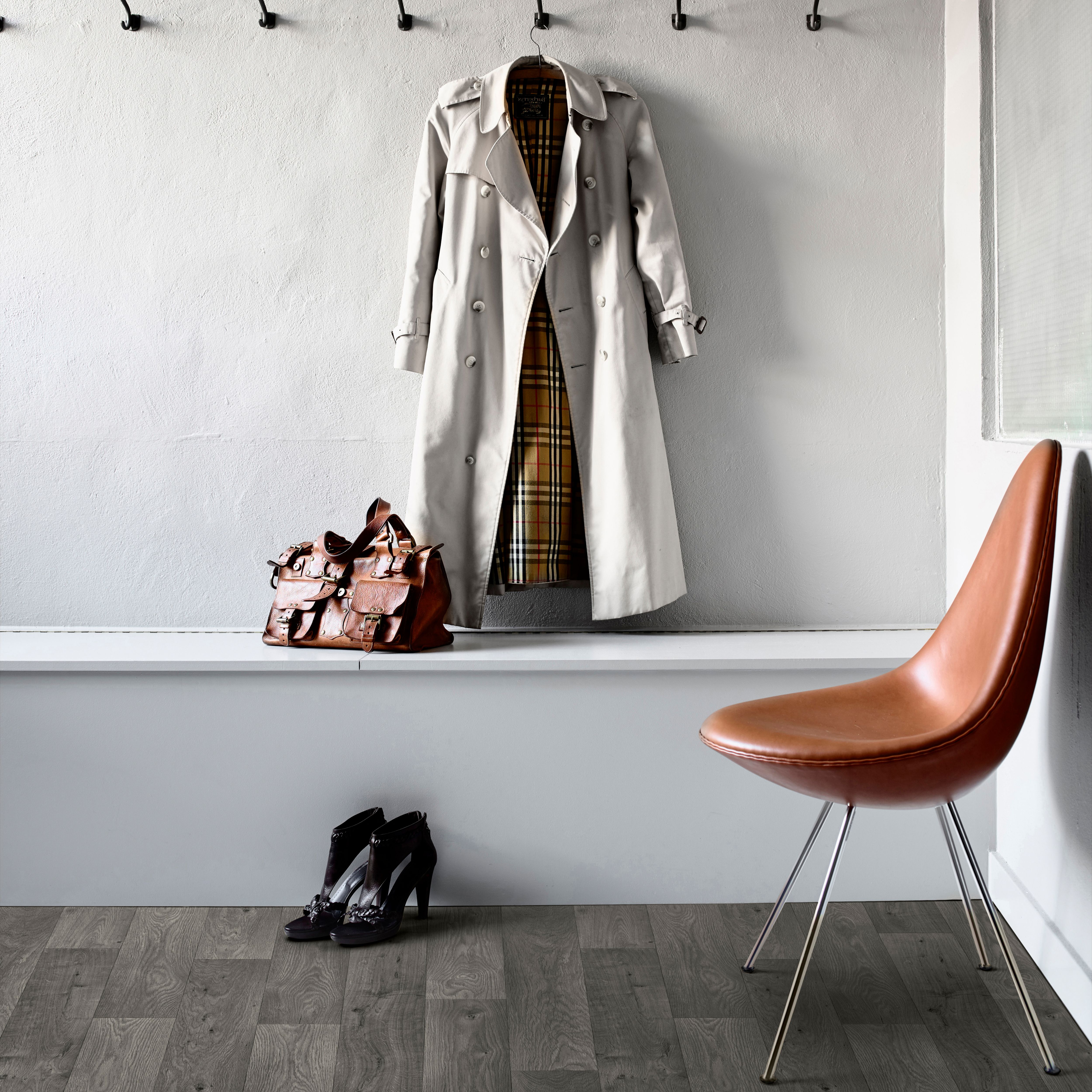 Precut Dark grey Wide Natural Oak plank effect Sheet vinyl, 4m²