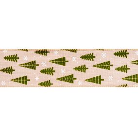 Premier Decorations Limited Christmas Tree Beige & Green Wrapping ribbon