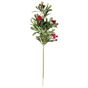 Premier Decorations Limited Mistletoe & Red Berries Stem