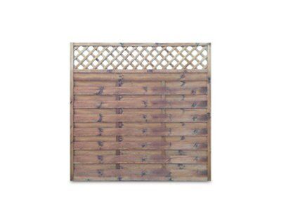 Premier lap Brown Wooden Fence panel (W)1.8m (H)1.8m