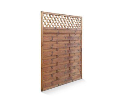 Premier lap Brown Wooden Fence panel (W)1.8m (H)1.8m