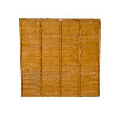Premier lap Traditional Overlap Dip treated 4ft Wooden Fence panel (W)1.83m (H)1.22m, Pack of 5