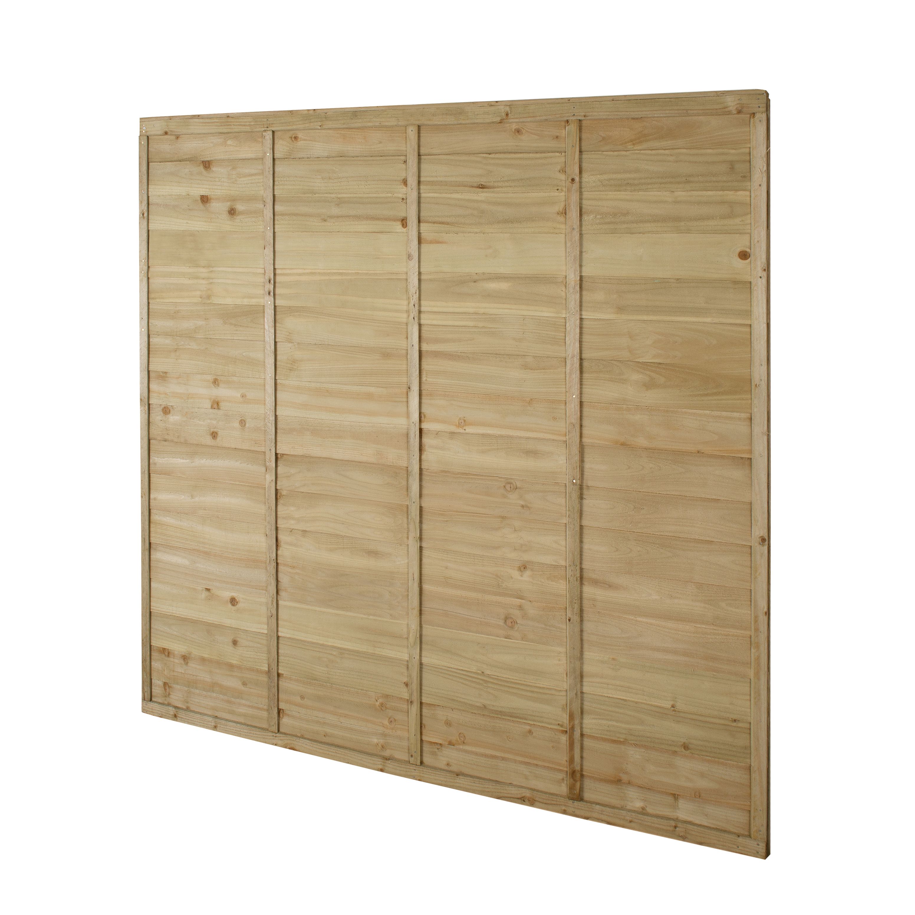 Premier Overlap Pressure treated 6ft Wooden Fence panel (W)1.83m (H)1.83m, Pack of 5