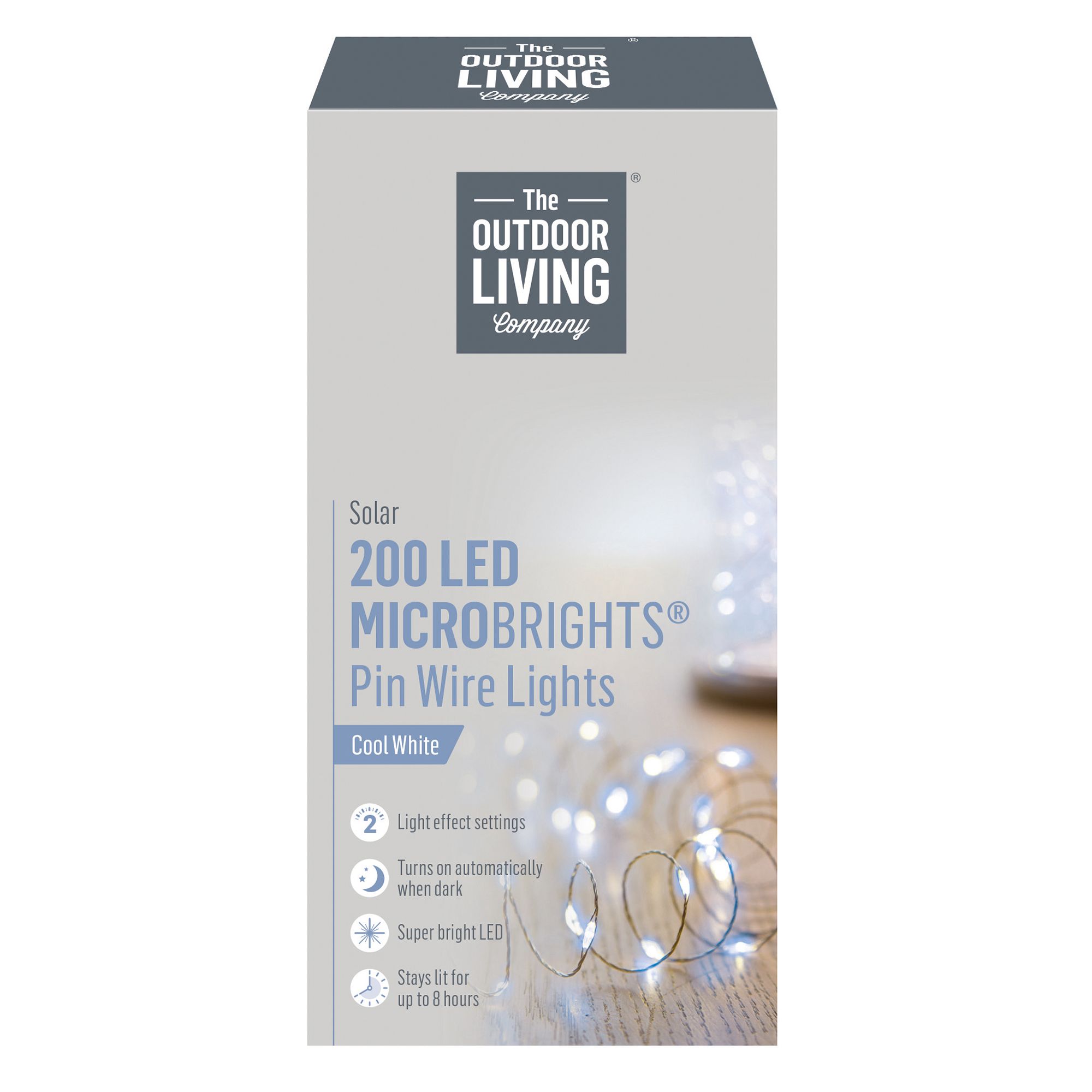 Premier Pin wire Solar-powered White 200 LED Outdoor String lights