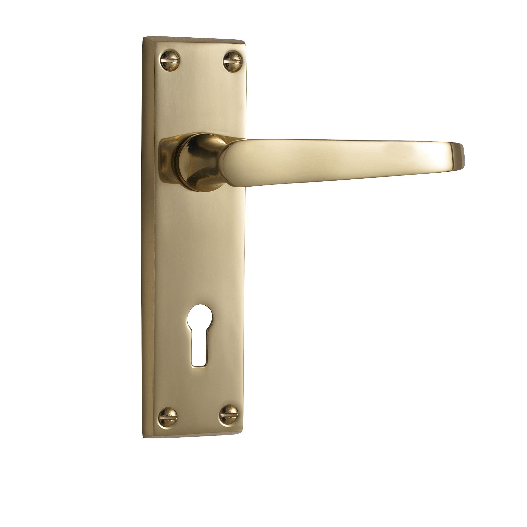 Premier Polished Brass effect External Straight Lock Door handle, Set