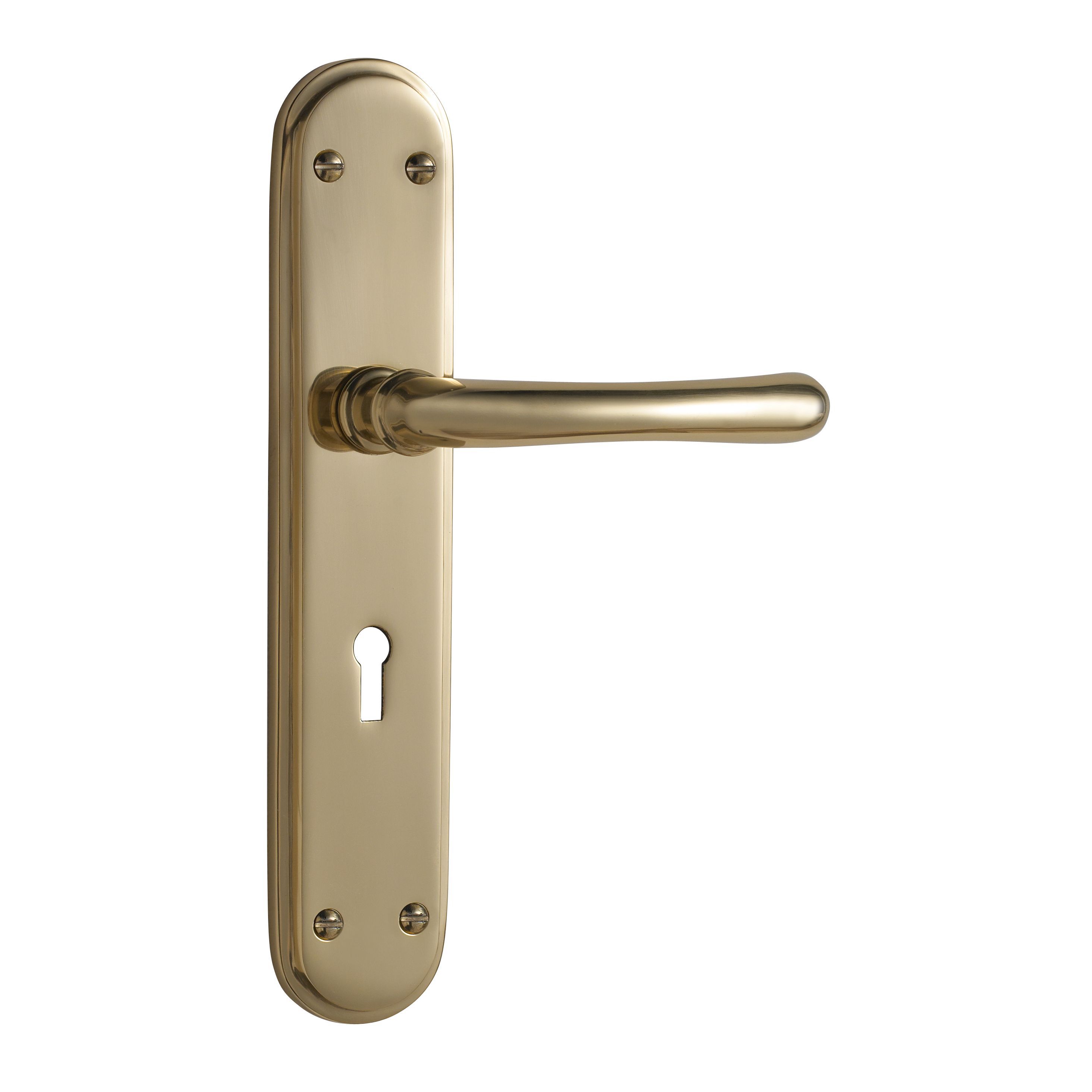 Premier Polished Brass effect External Straight Lock Door handle, Set