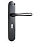 Premier Polished Nickel effect External Straight Lock Door handle, Set