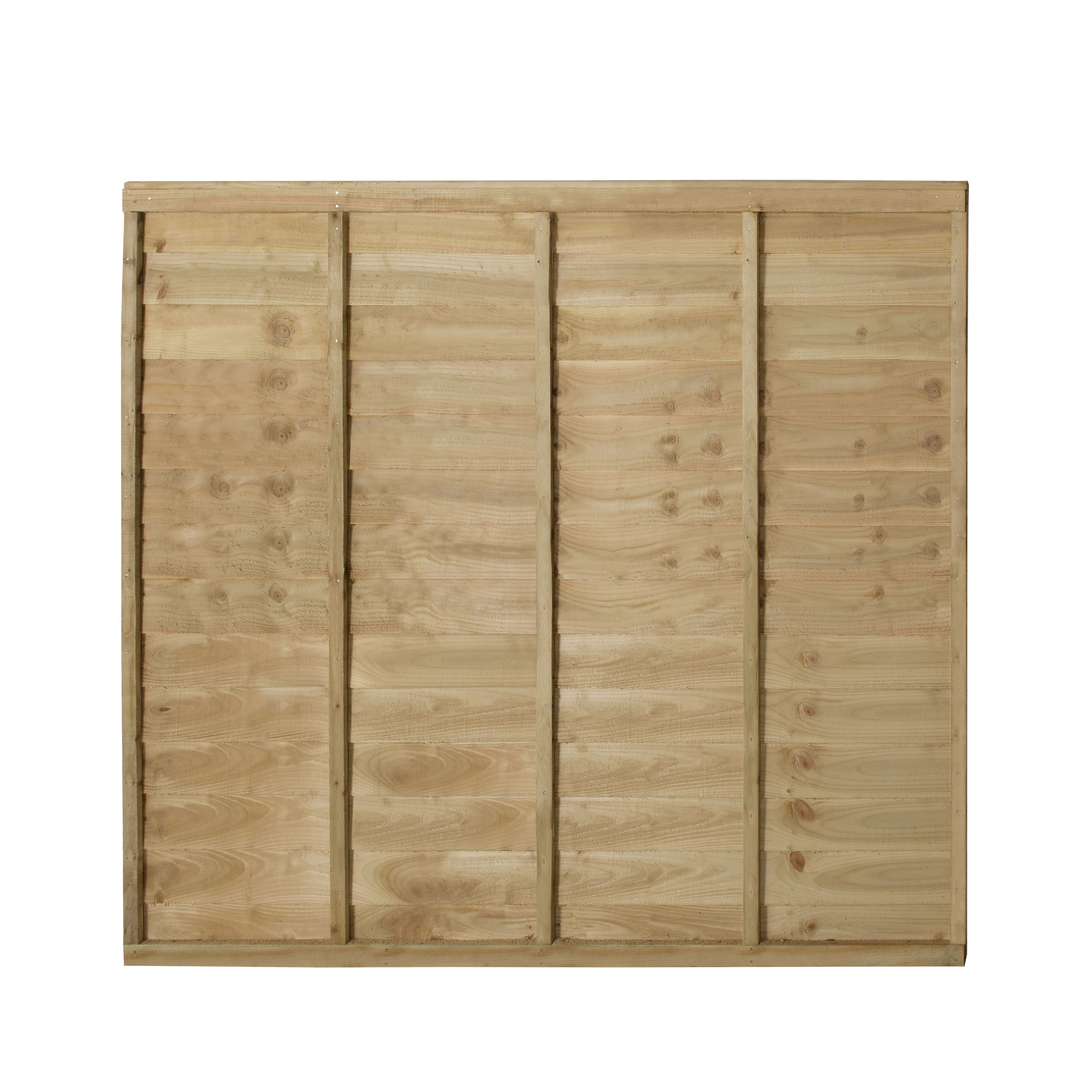 Premier Traditional Overlap Pressure treated 5ft Green Wooden Fence panel (W)1.83m (H)1.52m, Pack of 4