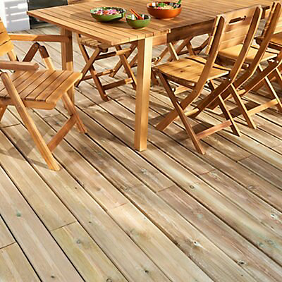 Premium Green Softwood Deck board (L)2.4m (W)144mm (T)27.5mm Premium Green Softwood Deck board (L)2.4m (W)144mm (T)27.5mm