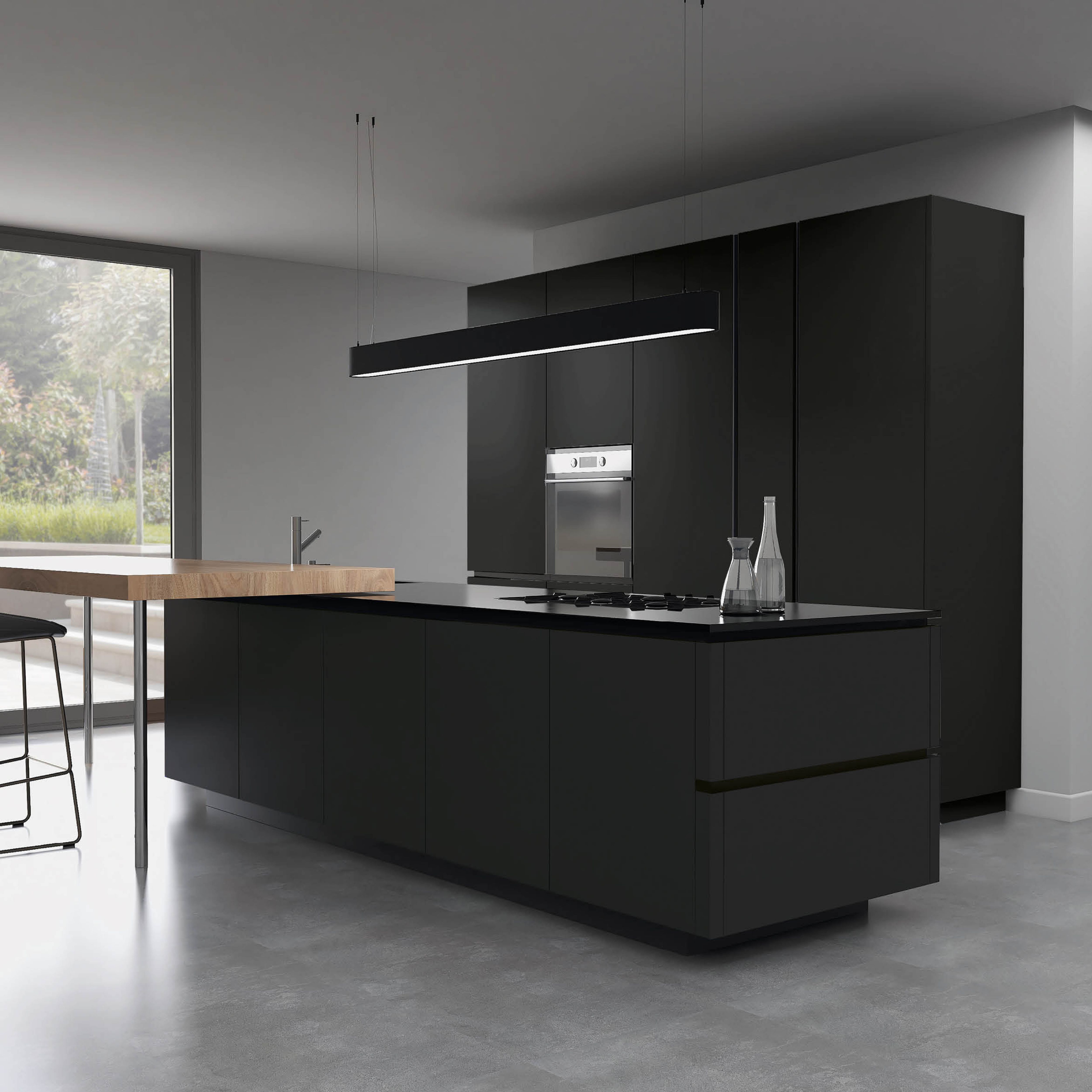 Premium Kitchens Ethos Matt black Modern Highline Cabinet door (W)250mm ...