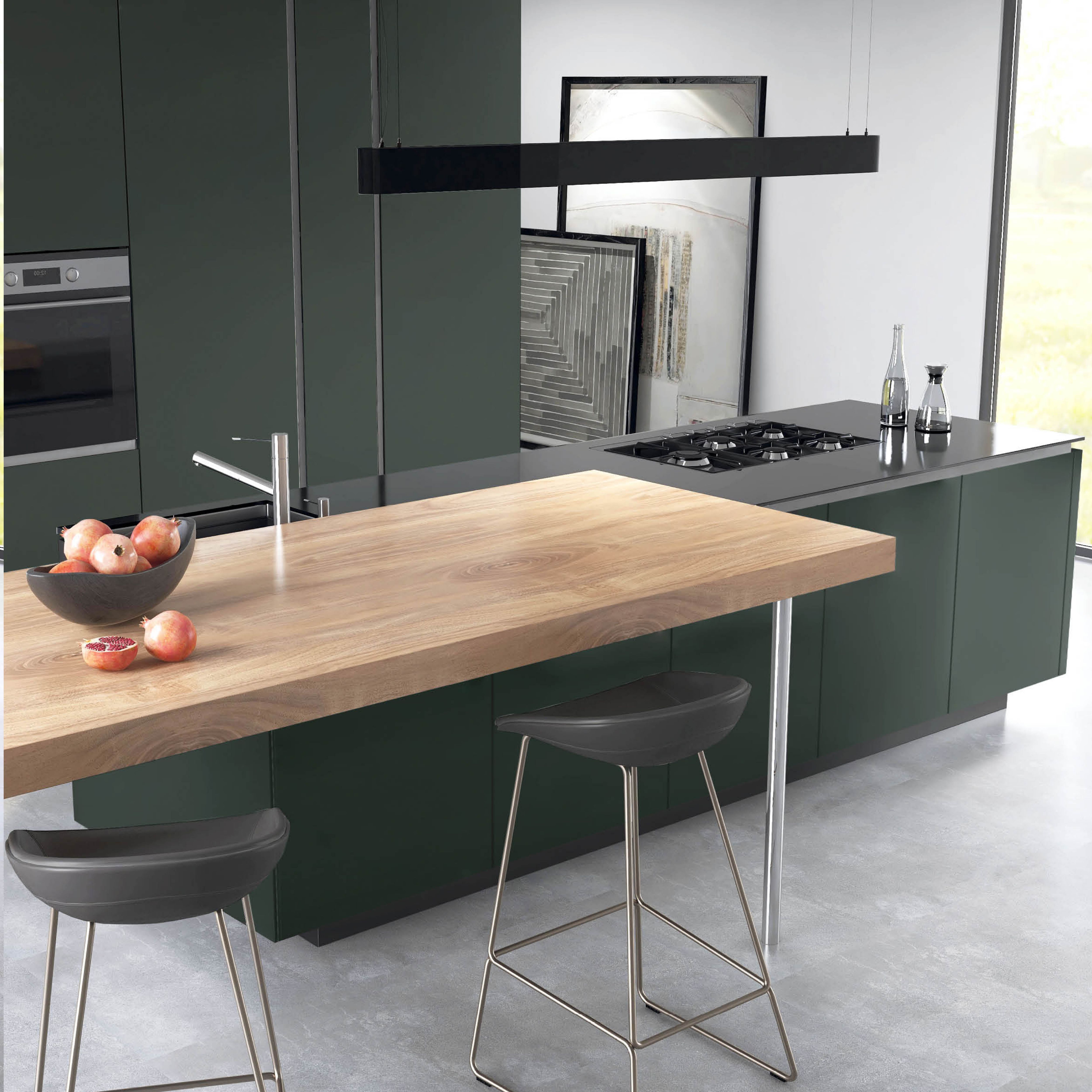 Premium Kitchens Ethos Matt green Modern Highline Cabinet door (W)400mm (H)715mm (T)18mm