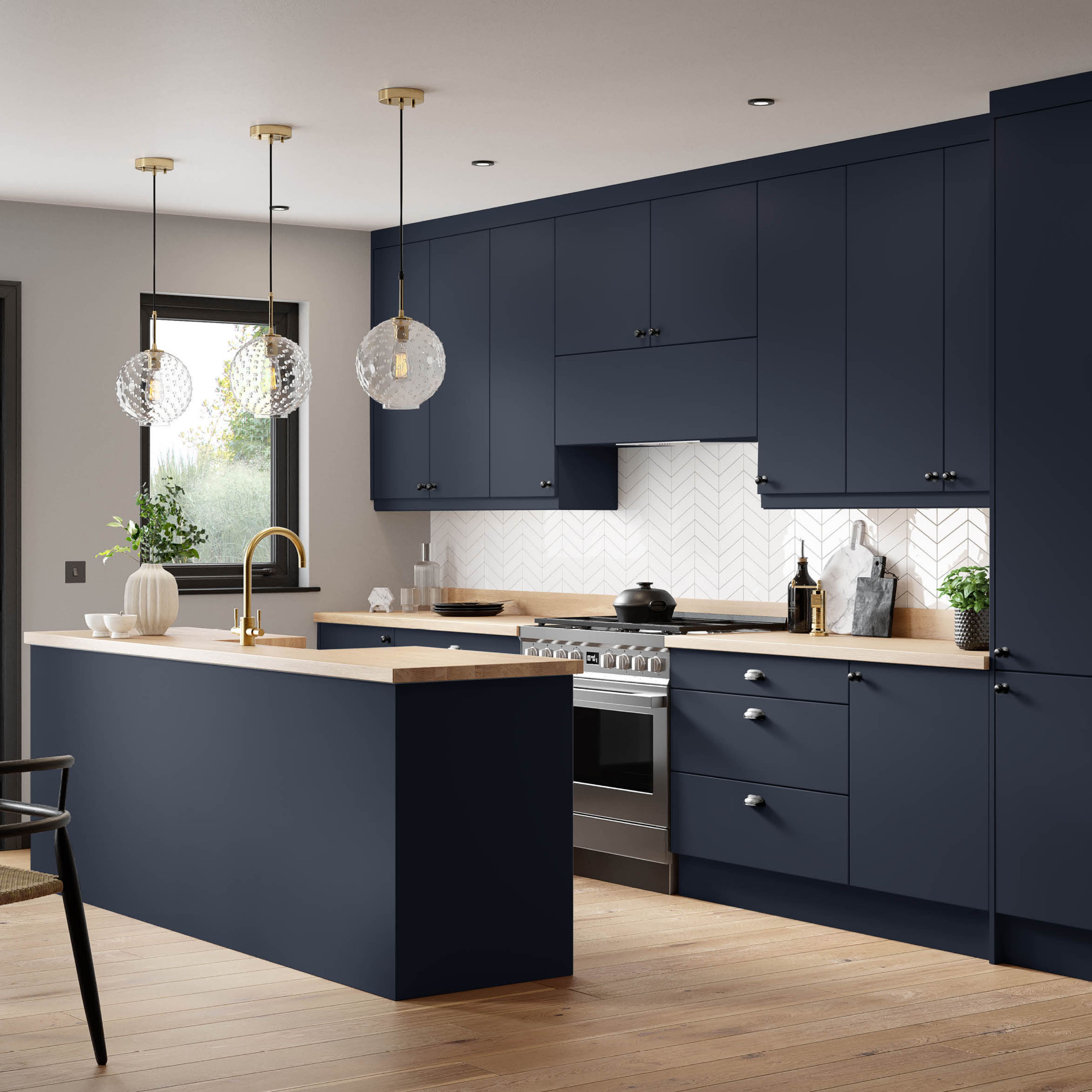 Premium Kitchens Ethos Matt indigo Modern 4 drawer cabinet front (H)715mm (W)497mm (T)18mm