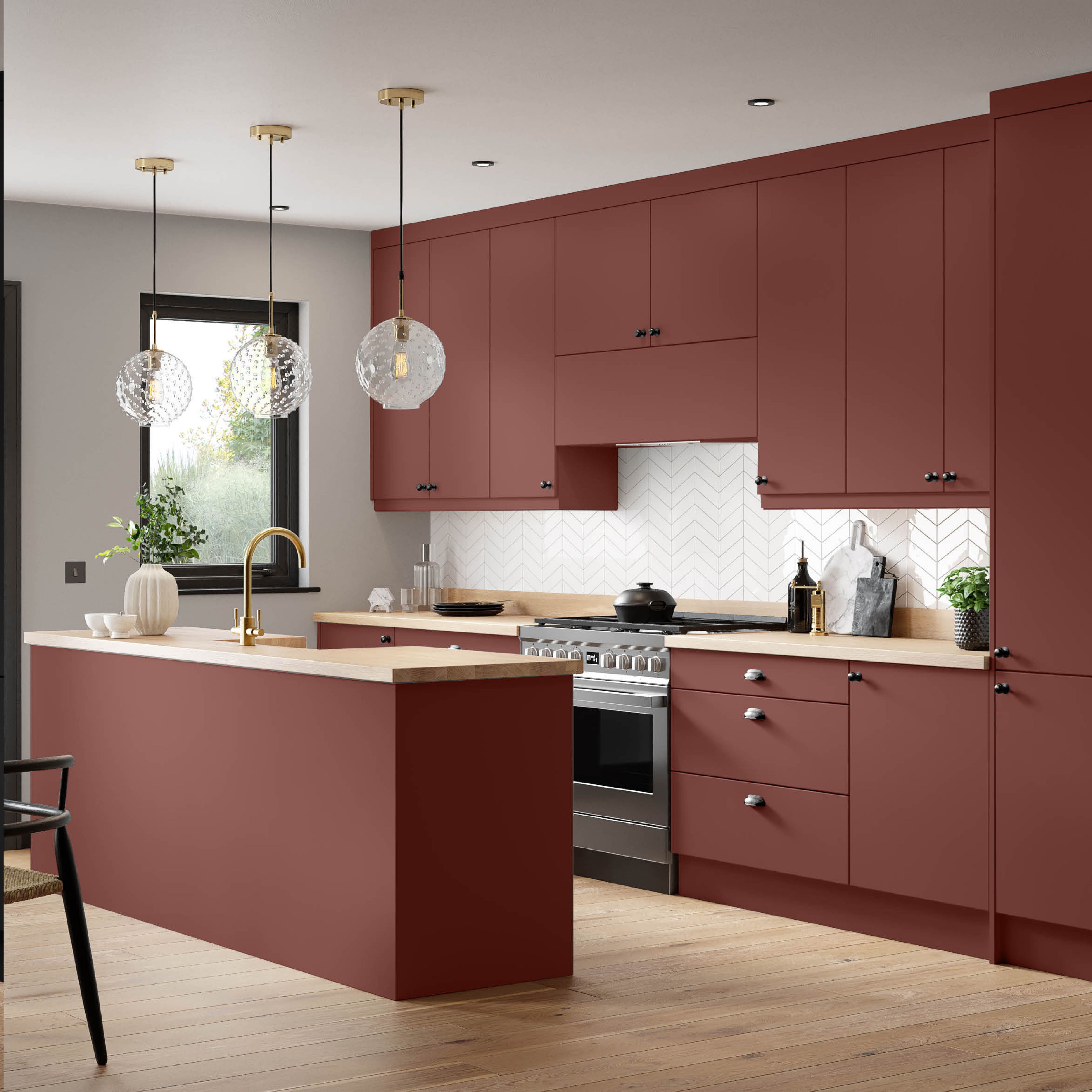 Premium Kitchens Ethos Matt red Modern 4 drawer cabinet front (H)715mm (W)397mm (T)18mm