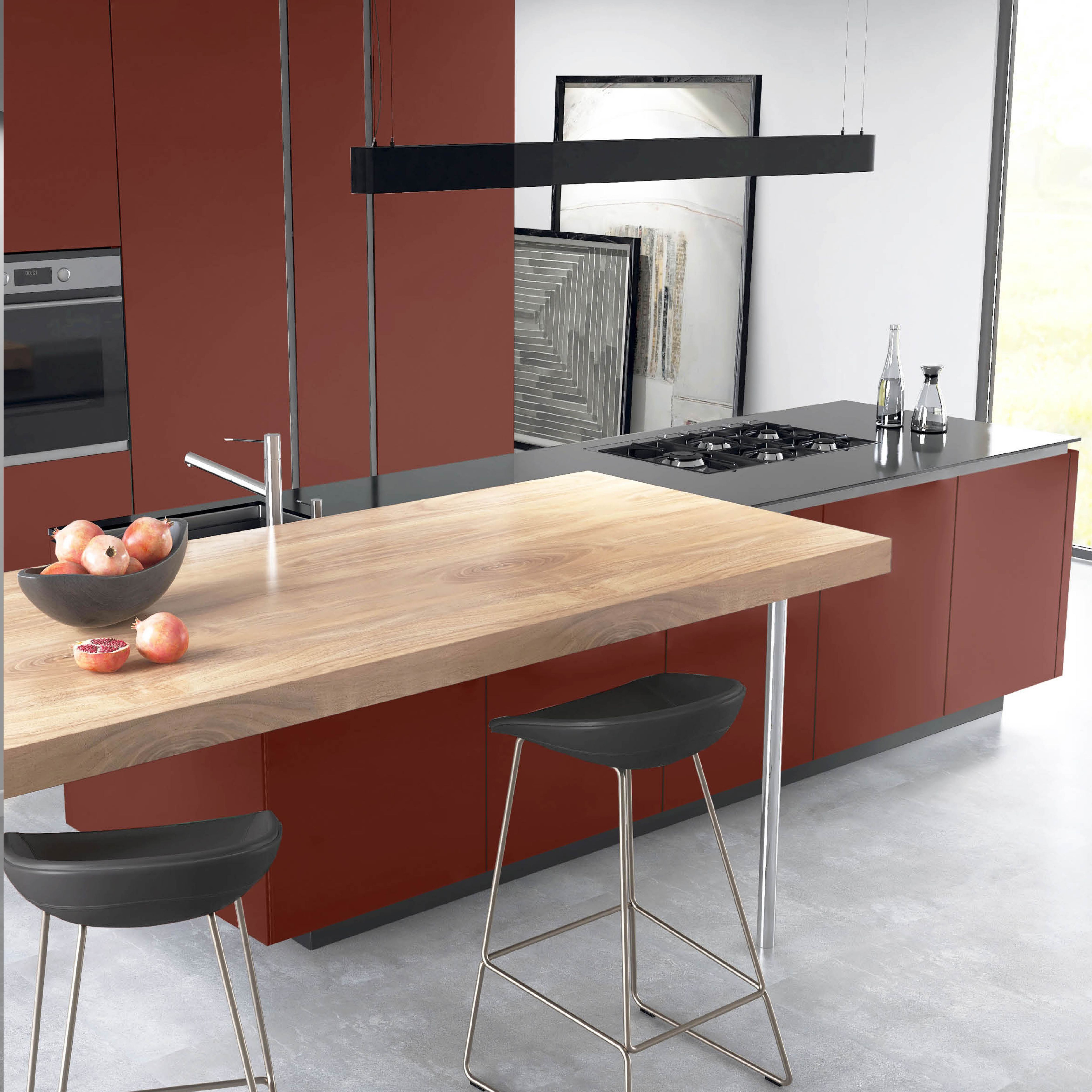 Premium Kitchens Ethos Red Aluminium effect Square edge Plinth, (L)3050mm