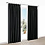 Prestige Black Plain Lined Pencil pleat Curtains (W)117cm (L)137cm, Pair