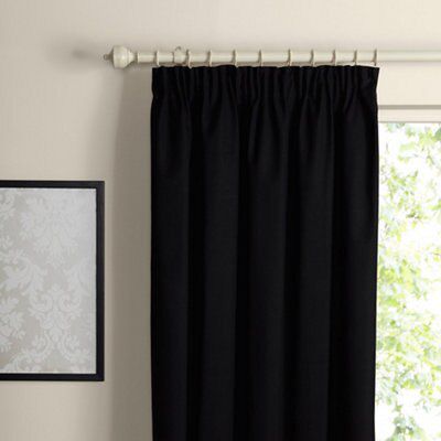 Prestige Black Plain Lined Pencil Pleat Curtains (W)167cm (L)228cm ...