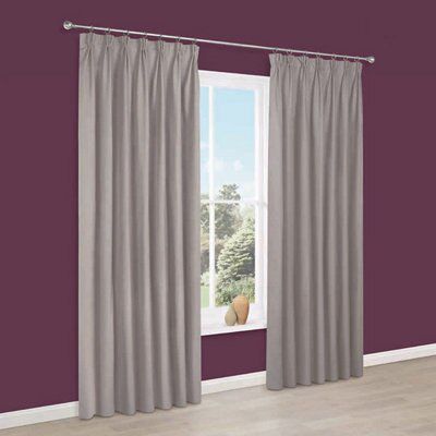 Prestige Limestone Plain Lined Pencil Pleat Curtains (W)167cm (L)228cm ...