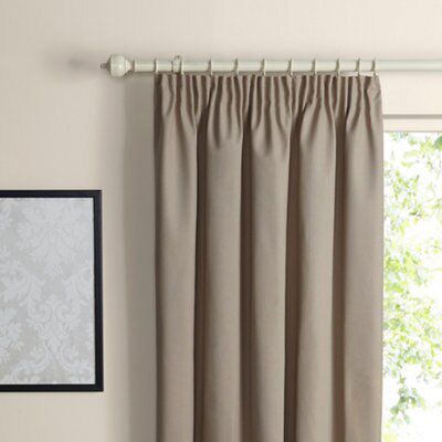 Prestige Seine Plain Lined Pencil Pleat Curtains (W)117cm (L)137cm ...