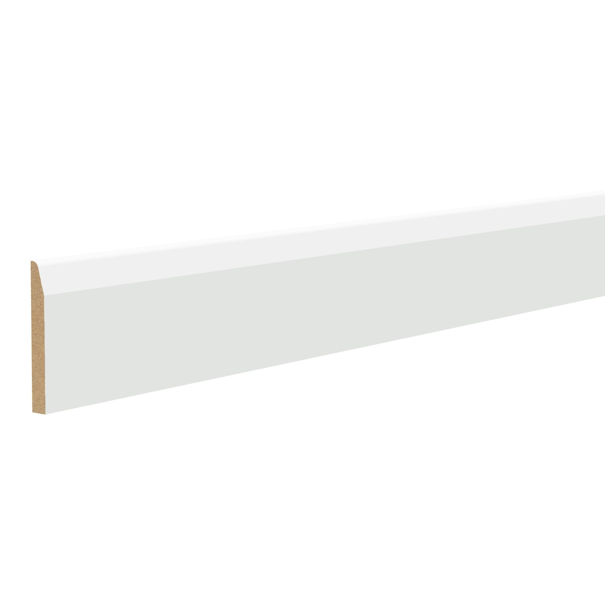 Primed White MDF Chamfered Skirting board (L)2400mm (W)119mm (T)14.5mm