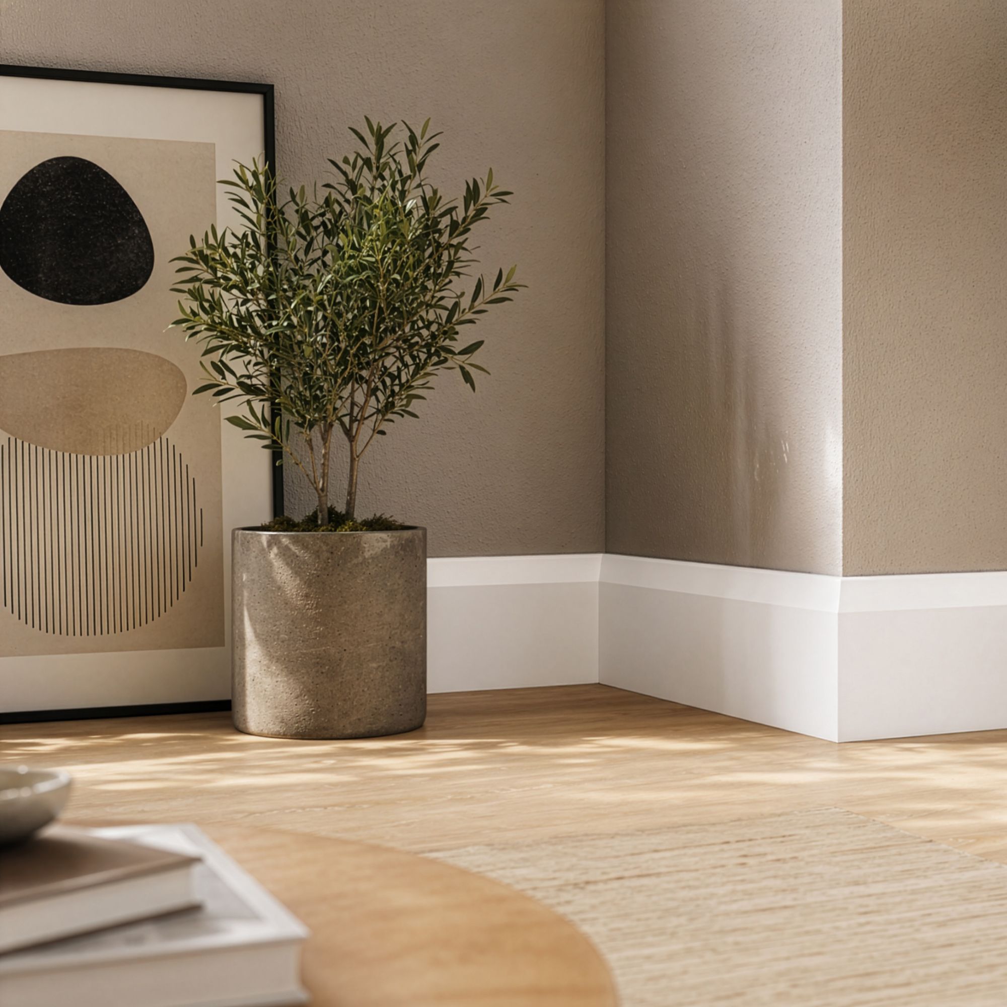 Primed White MDF Chamfered Skirting board (L)2400mm (W)119mm (T)14.5mm