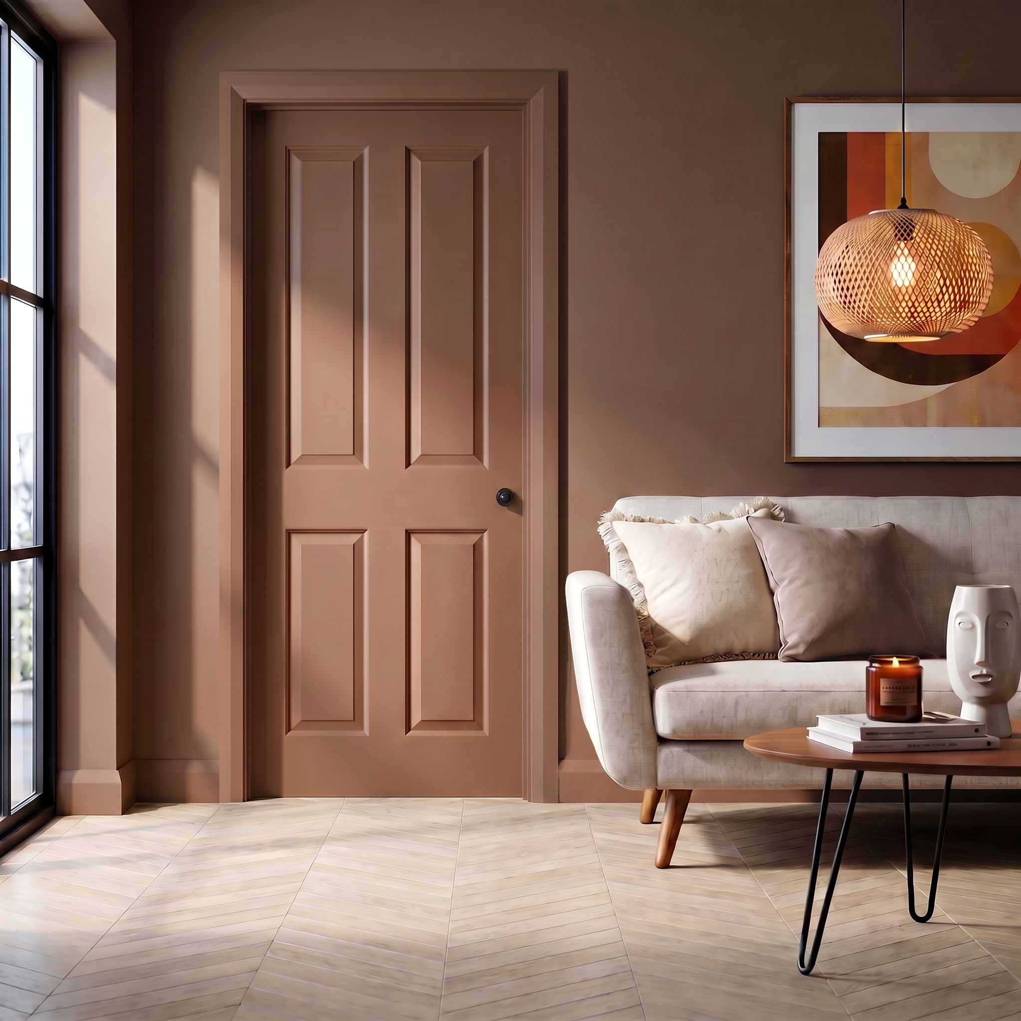 Primed White MDF Chamfered Skirting board (L)2400mm (W)69mm (T)14.5mm