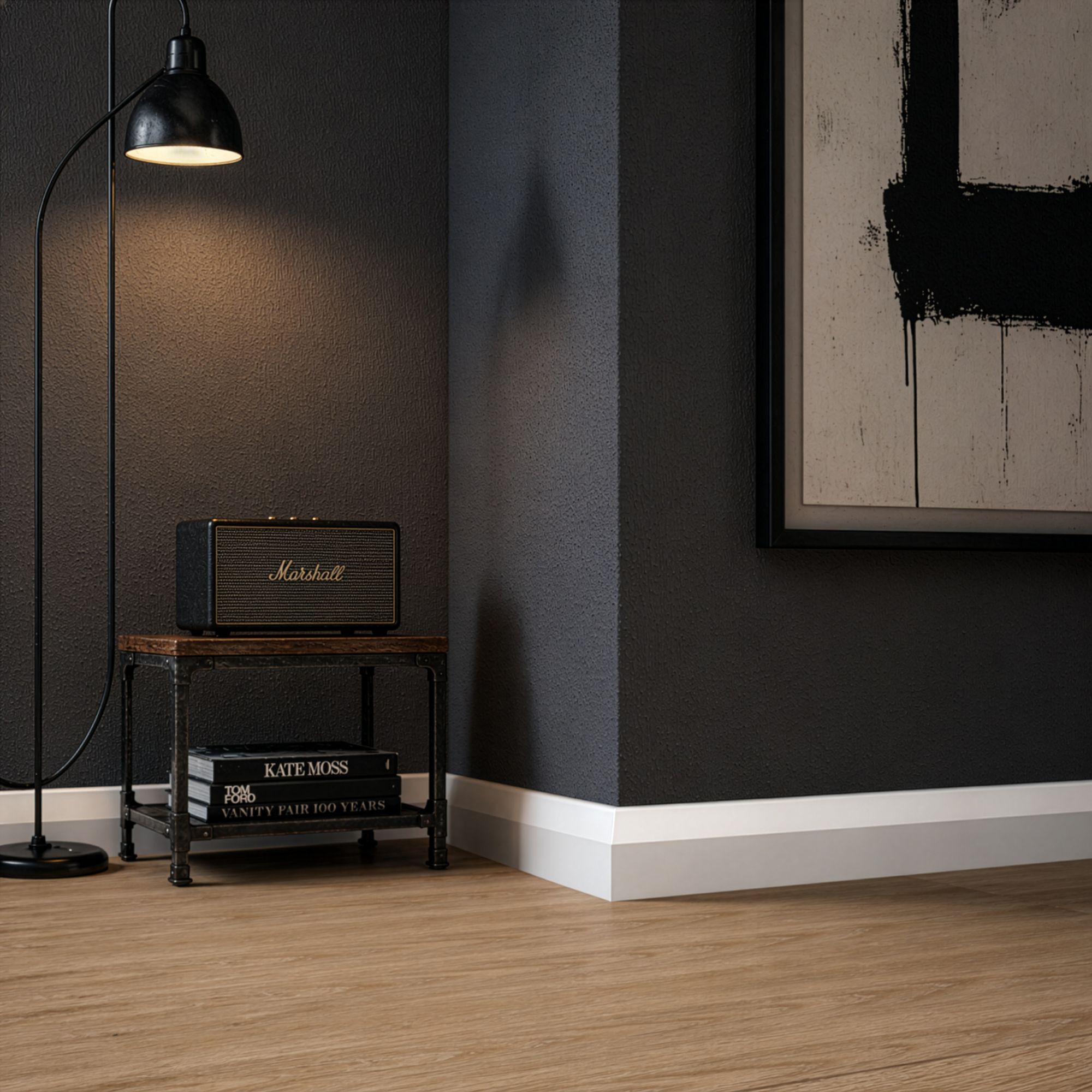 Primed White MDF Chamfered Skirting board (L)2400mm (W)69mm (T)14.5mm