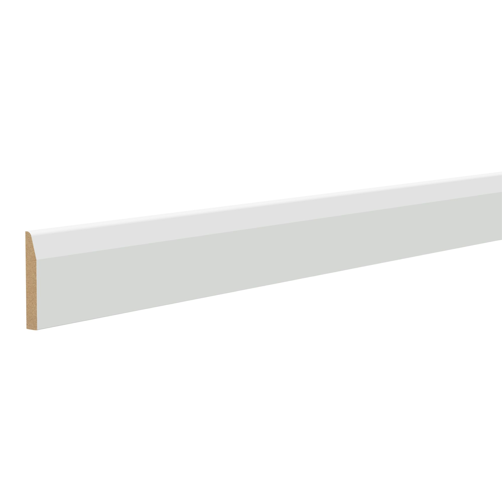 Primed White MDF Chamfered Skirting board (L)2400mm (W)94mm (T)14.5mm