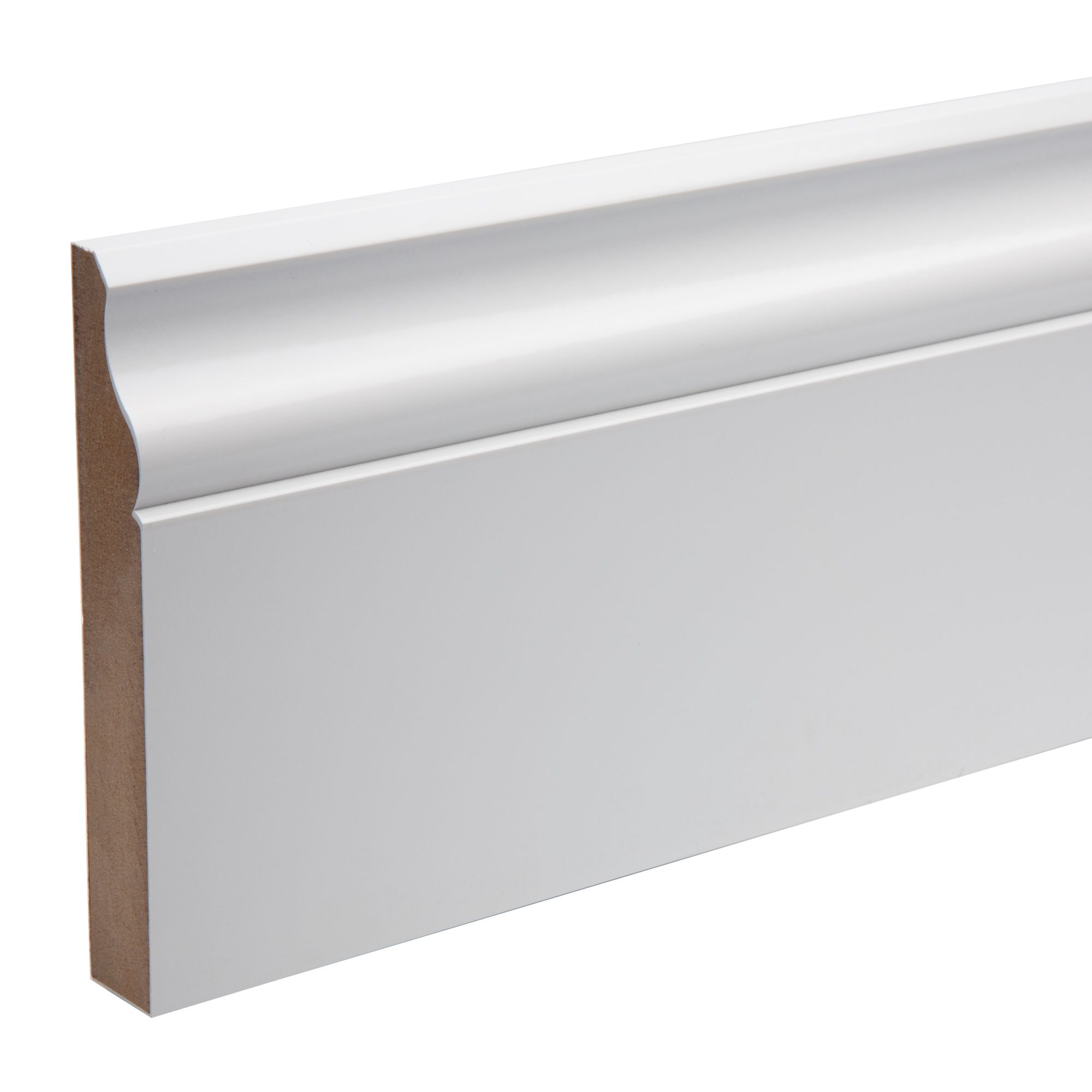 Primed White MDF Ogee Skirting board (L)2400mm (W)119mm (T)18mm, Pack of 2