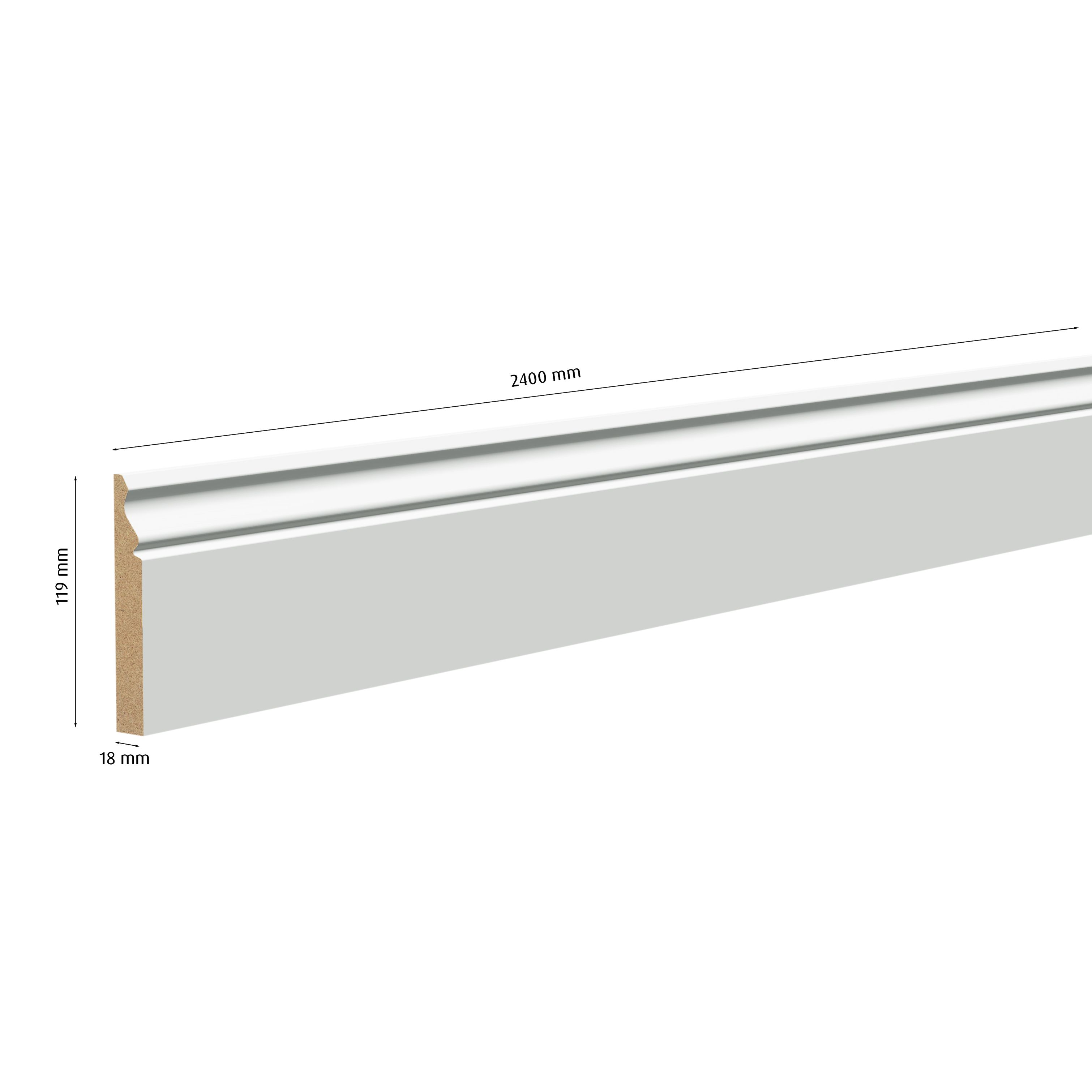 Primed White MDF Ogee Skirting board (L)2400mm (W)119mm (T)18mm