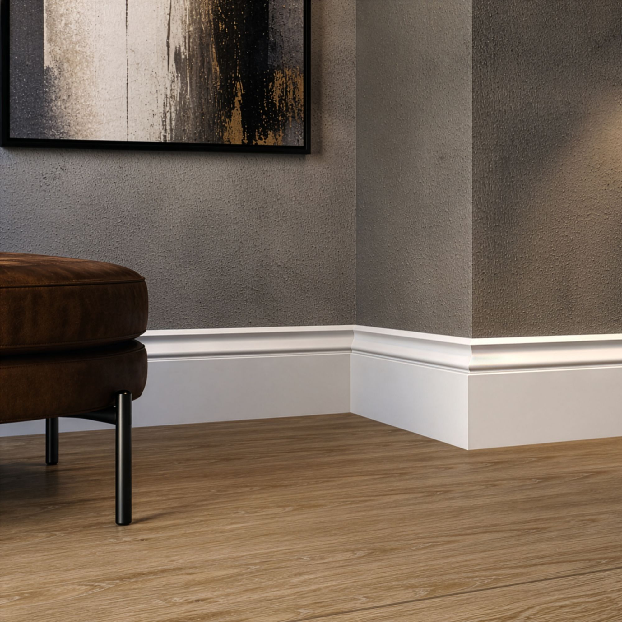 Primed White MDF Ogee Skirting board (L)2400mm (W)119mm (T)18mm