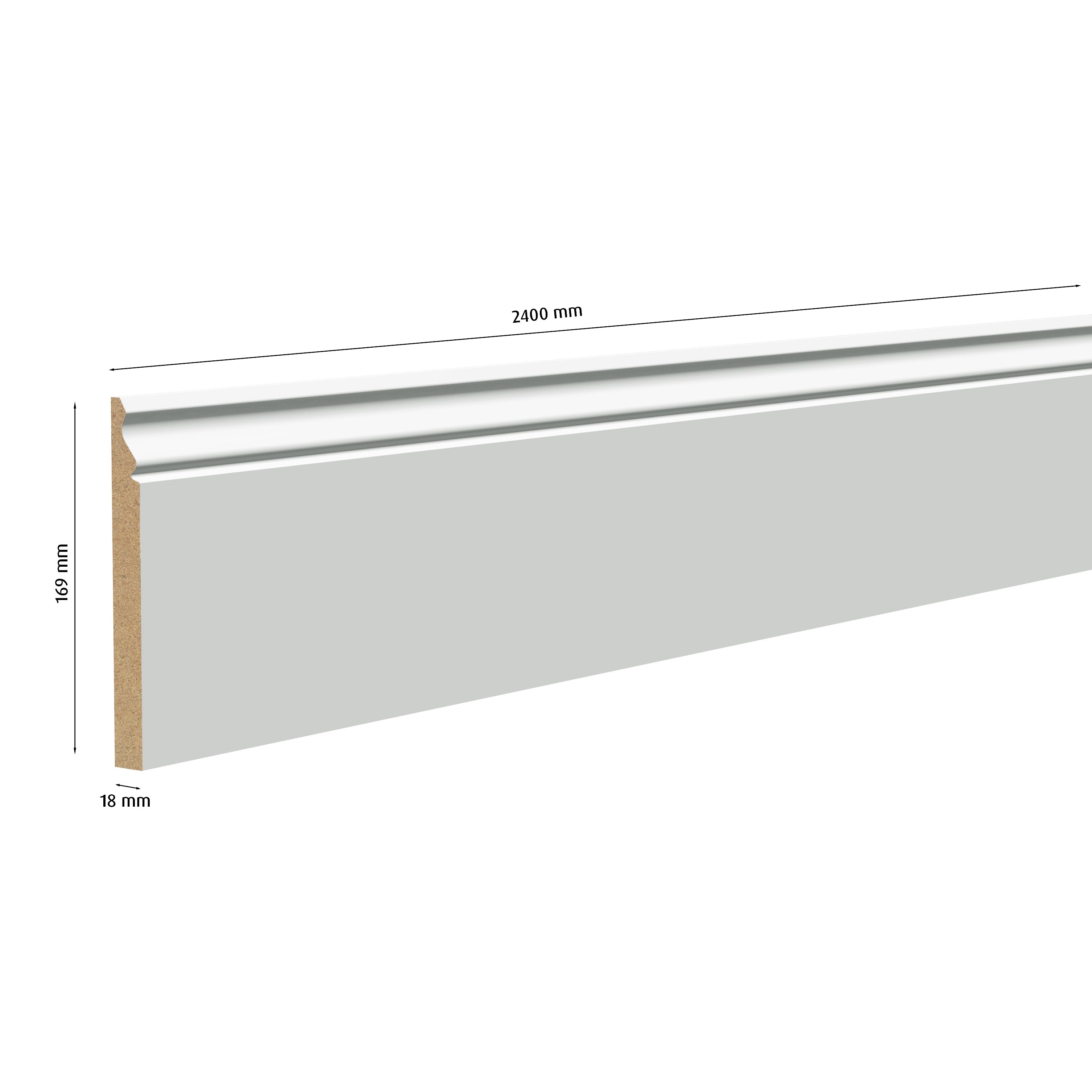 Primed White MDF Ogee Skirting board (L)2400mm (W)169mm (T)18mm