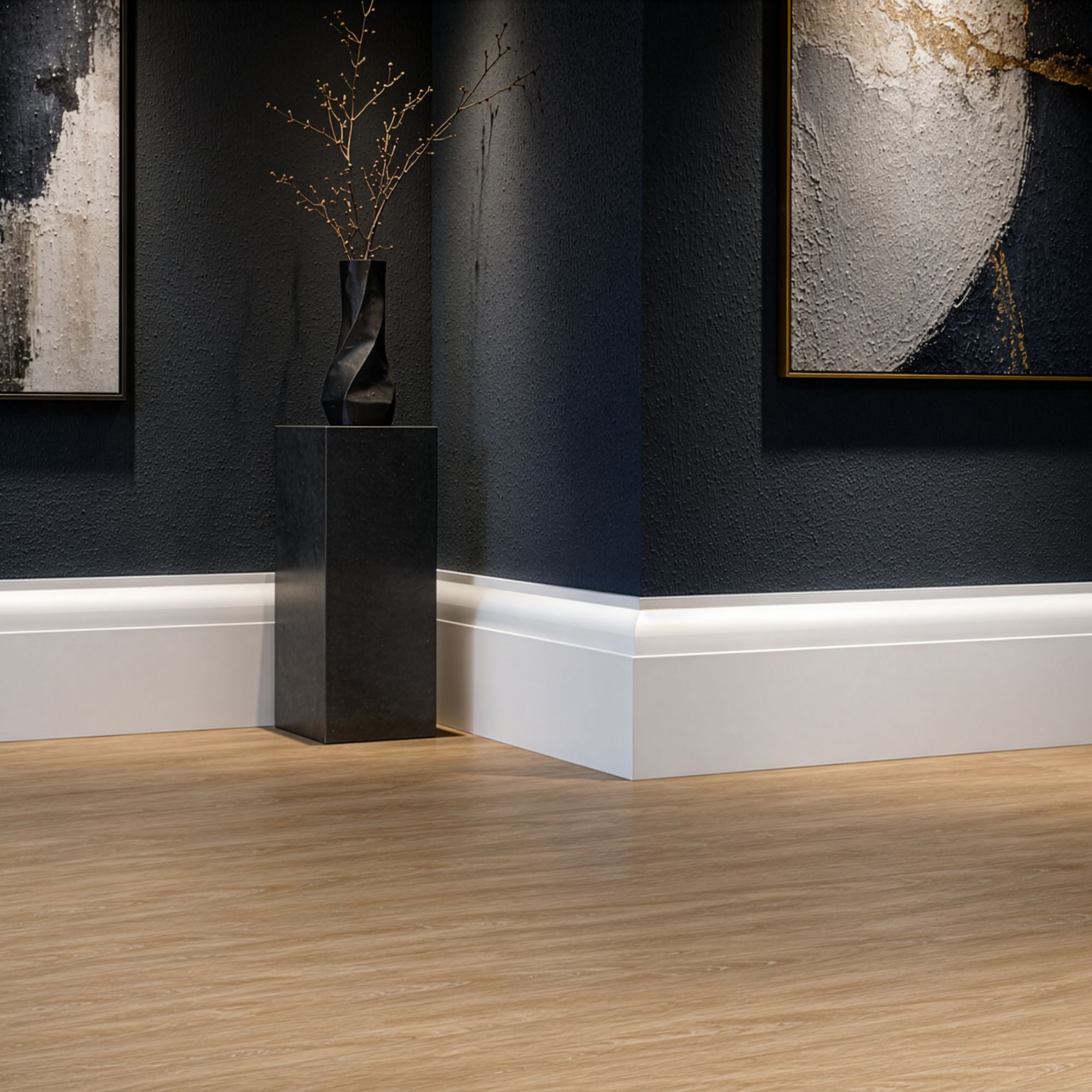 Primed White MDF Ovolo Skirting board (L)2400mm (W)119mm (T)14.5mm