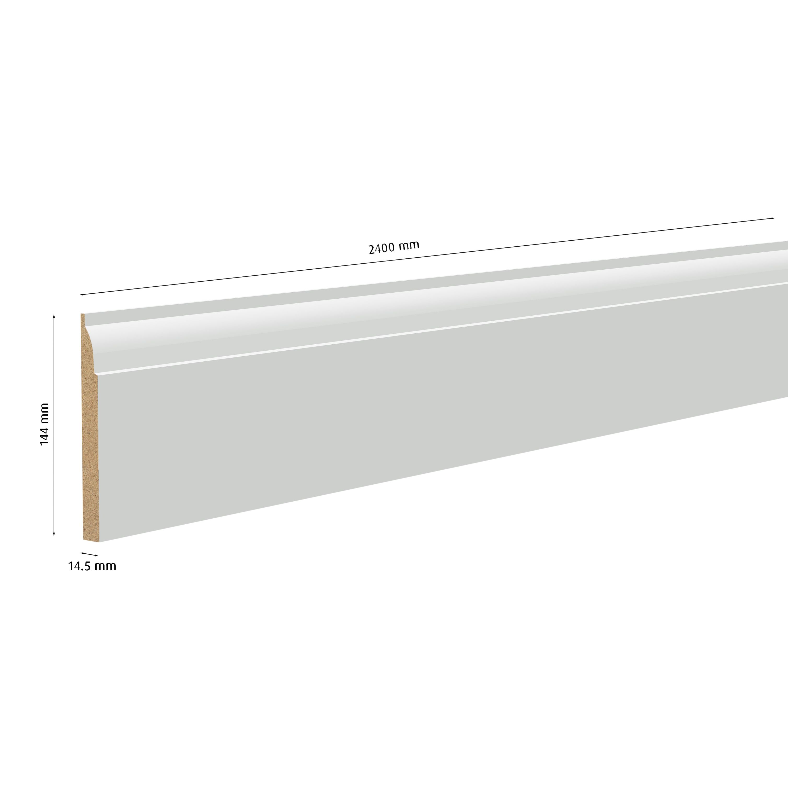 Primed White MDF Ovolo Skirting board (L)2400mm (W)144mm (T)14.5mm
