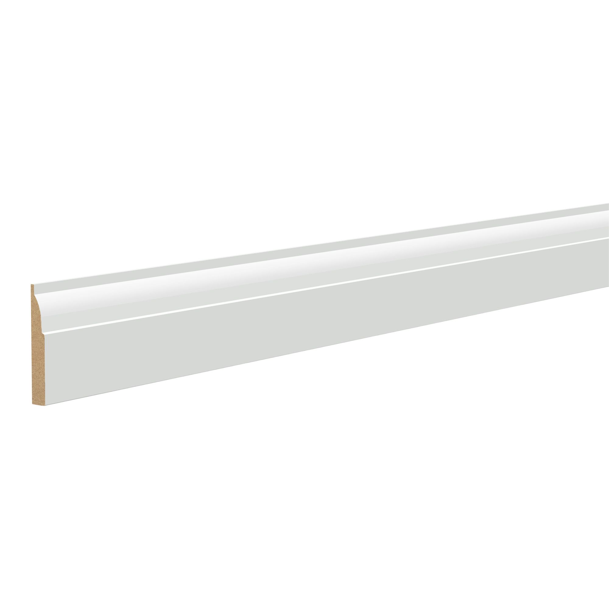 Primed White MDF Ovolo Skirting board (L)2400mm (W)94mm (T)14.5mm