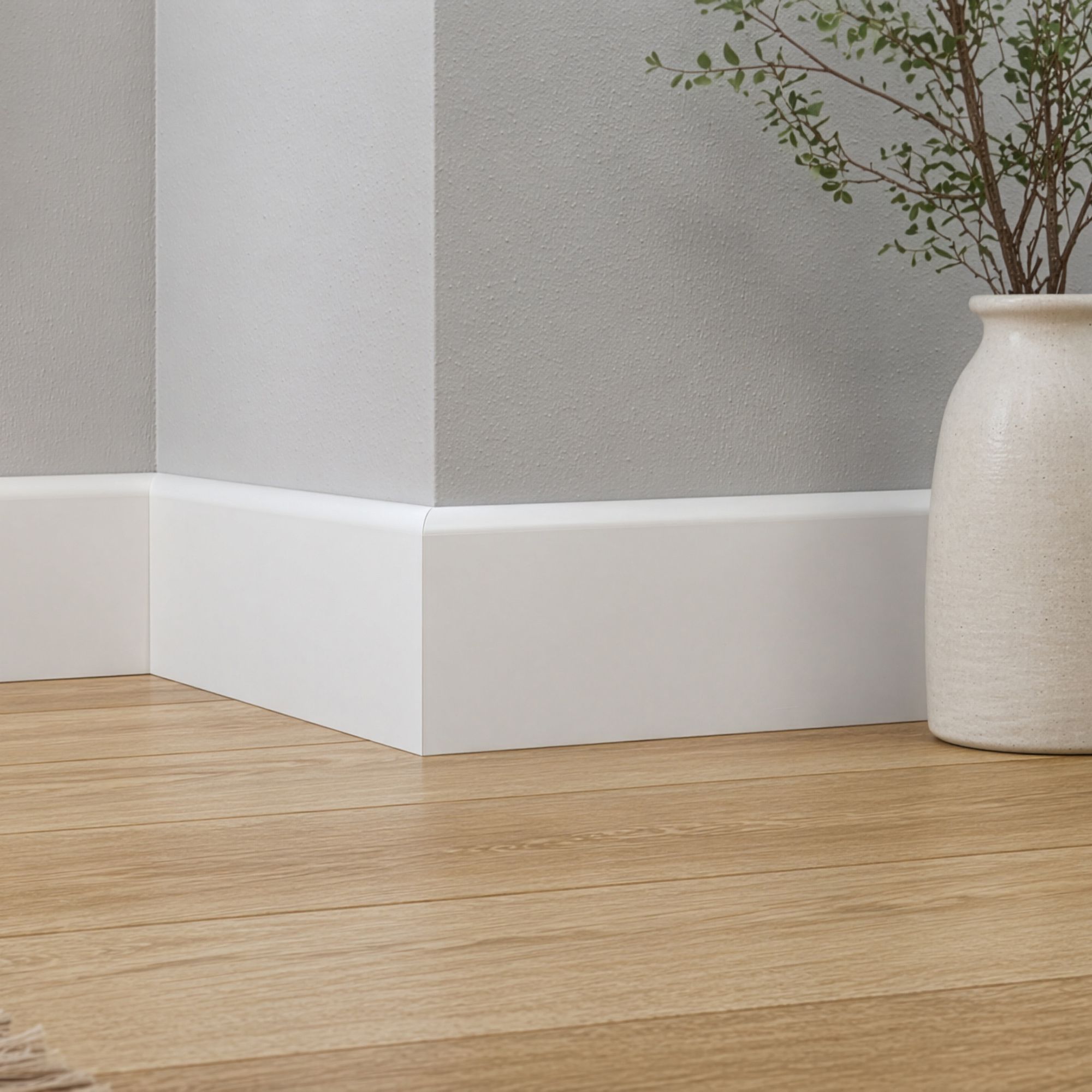 Primed White MDF Round Skirting board (L)2400mm (W)119mm (T)14.5mm