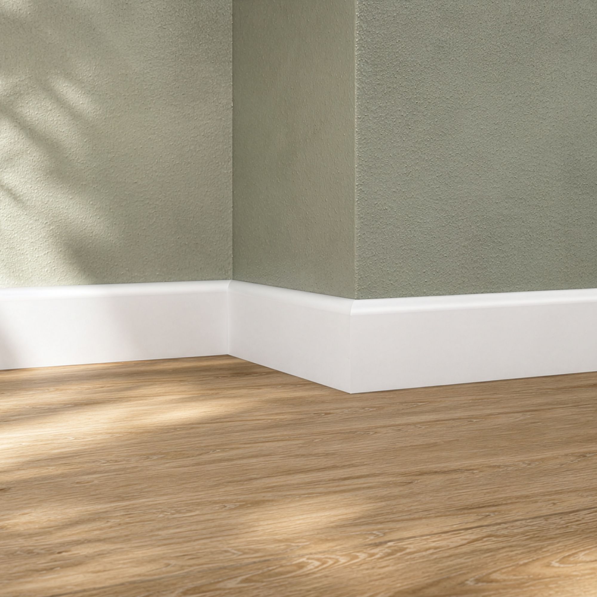 Primed White MDF Round Skirting board (L)2400mm (W)94mm (T)14.5mm