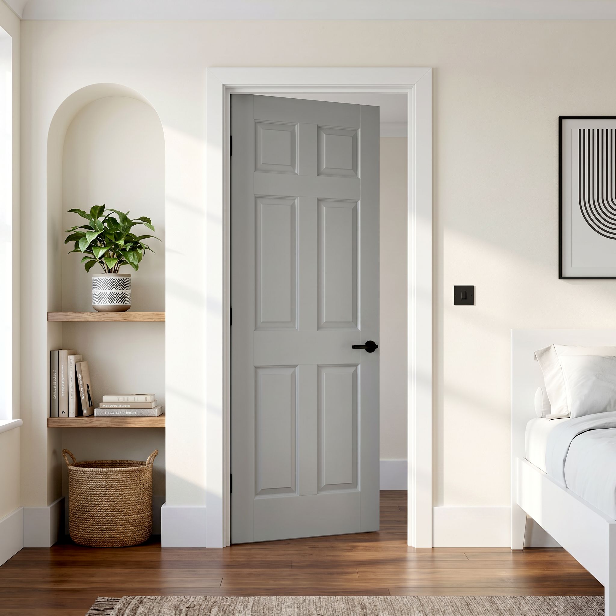 Primed White MDF Square Skirting board (L)2400mm (W)119mm (T)18mm