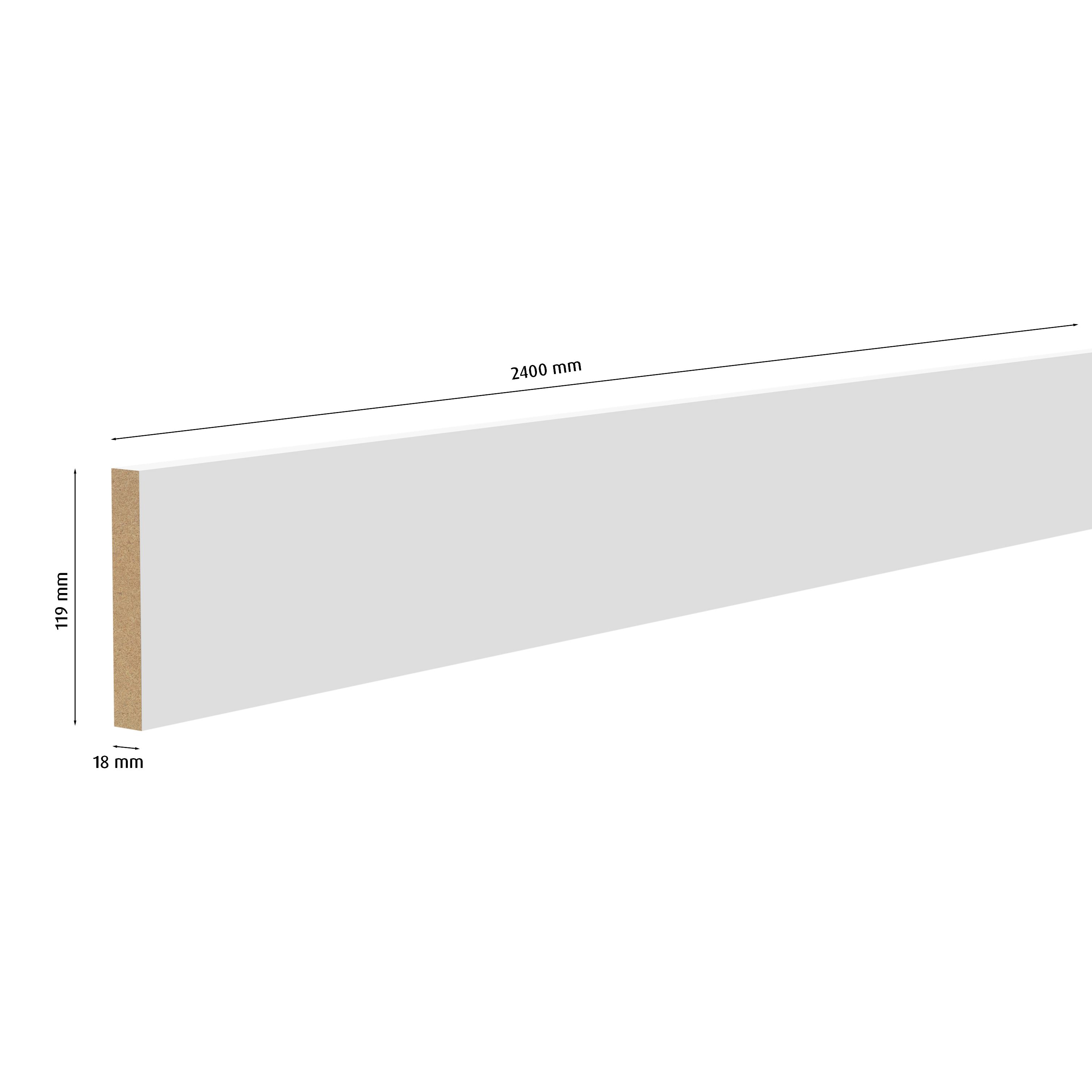 Primed White MDF Square Skirting board (L)2400mm (W)119mm (T)18mm