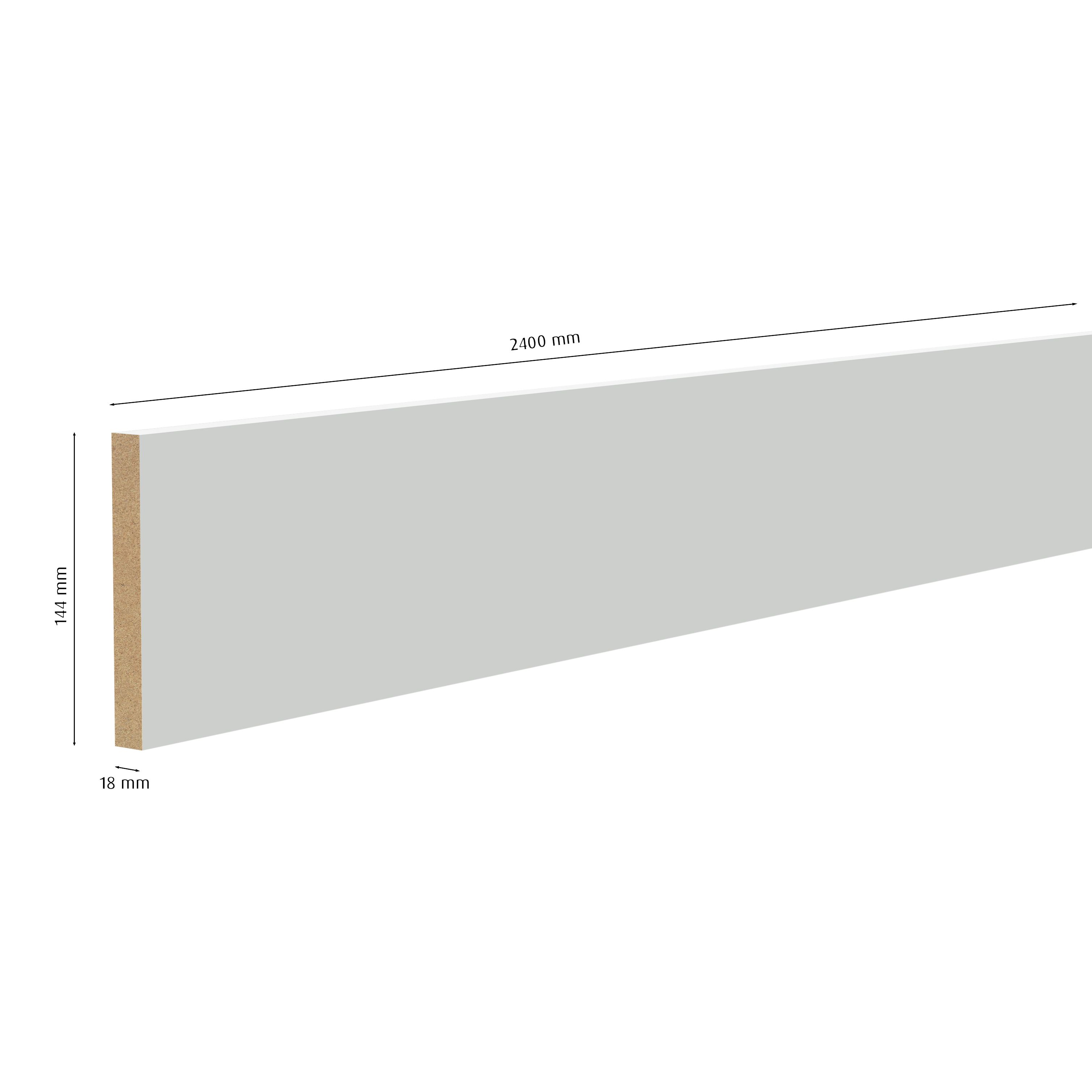 Primed White MDF Square Skirting board (L)2400mm (W)144mm (T)18mm