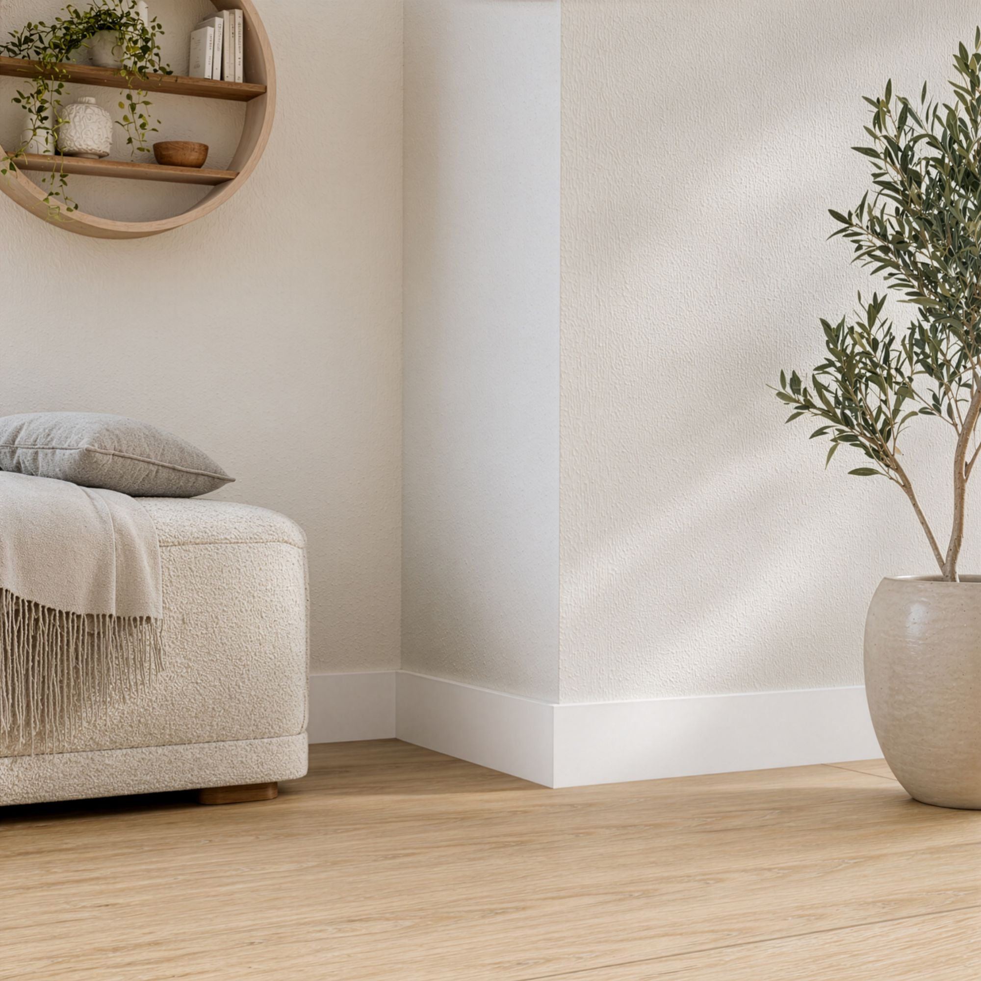 Primed White MDF Square Skirting board (L)2400mm (W)69mm (T)18mm