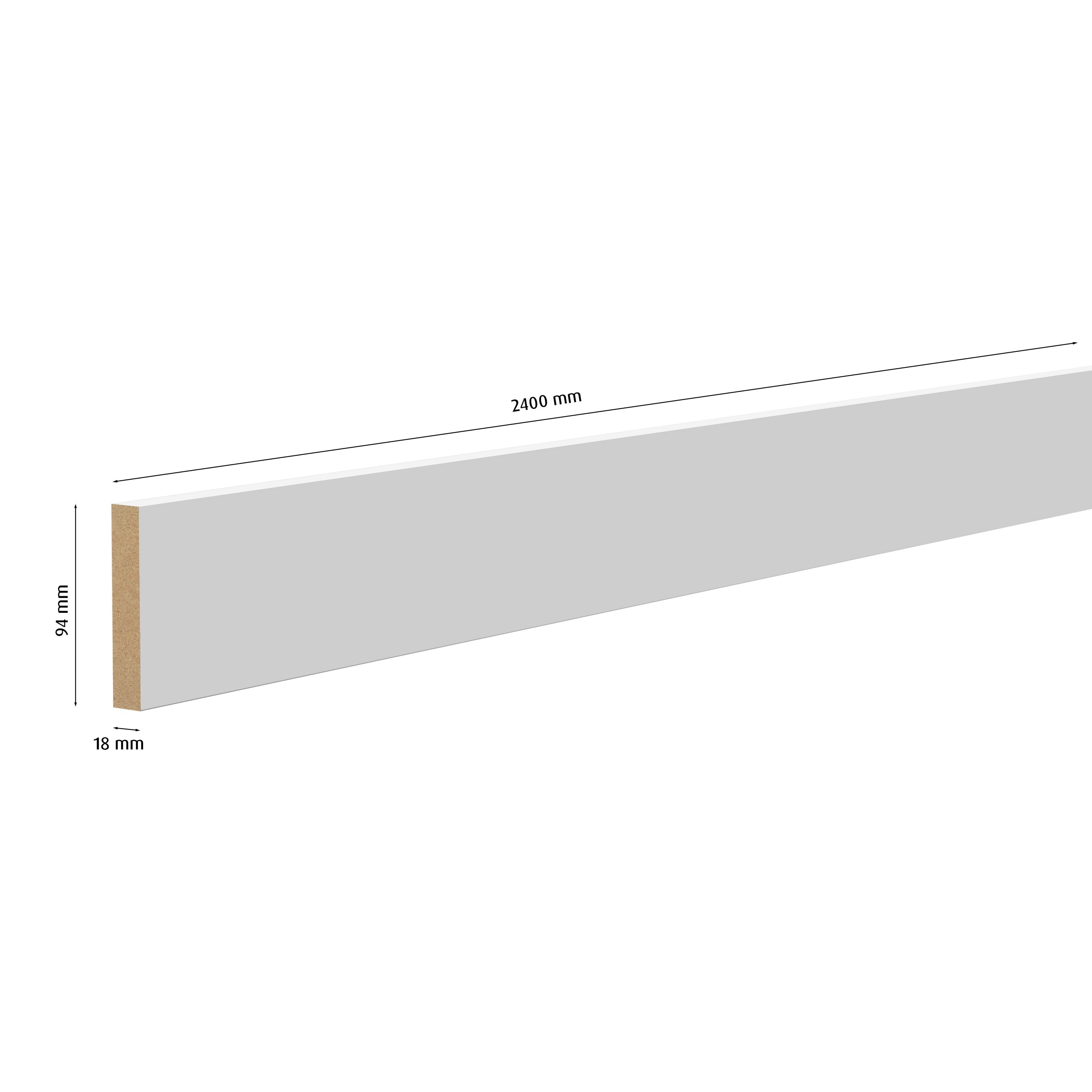 Primed White MDF Square Skirting board (L)2400mm (W)94mm (T)18mm