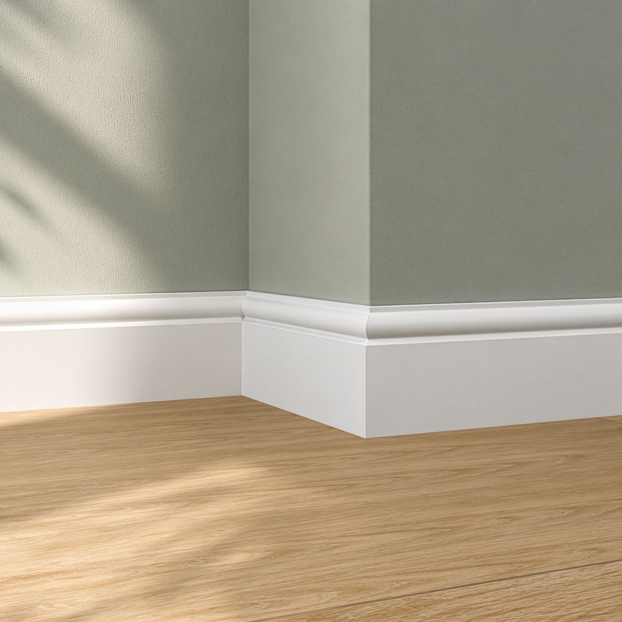 Primed White MDF Torus Skirting board (L)2400mm (W)119mm (T)18mm