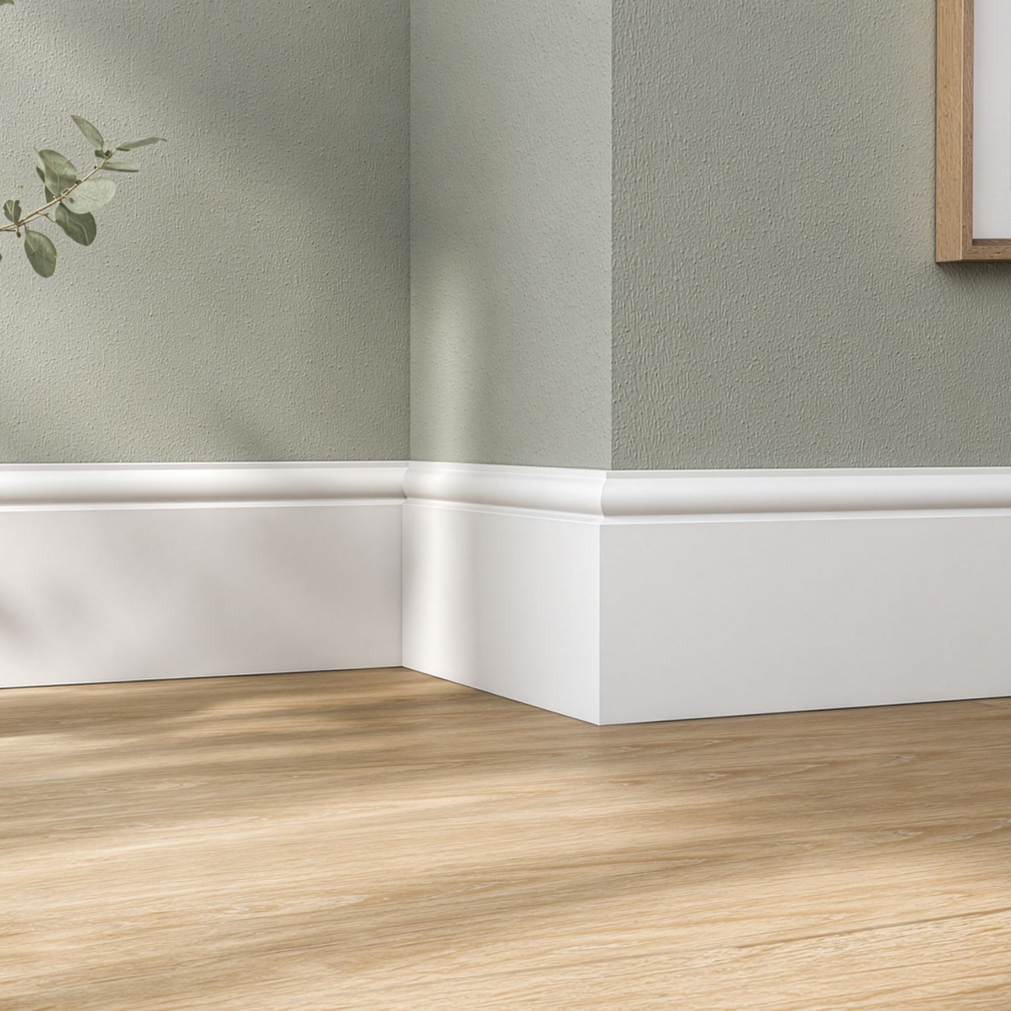 Primed White MDF Torus Skirting board (L)2400mm (W)169mm (T)18mm
