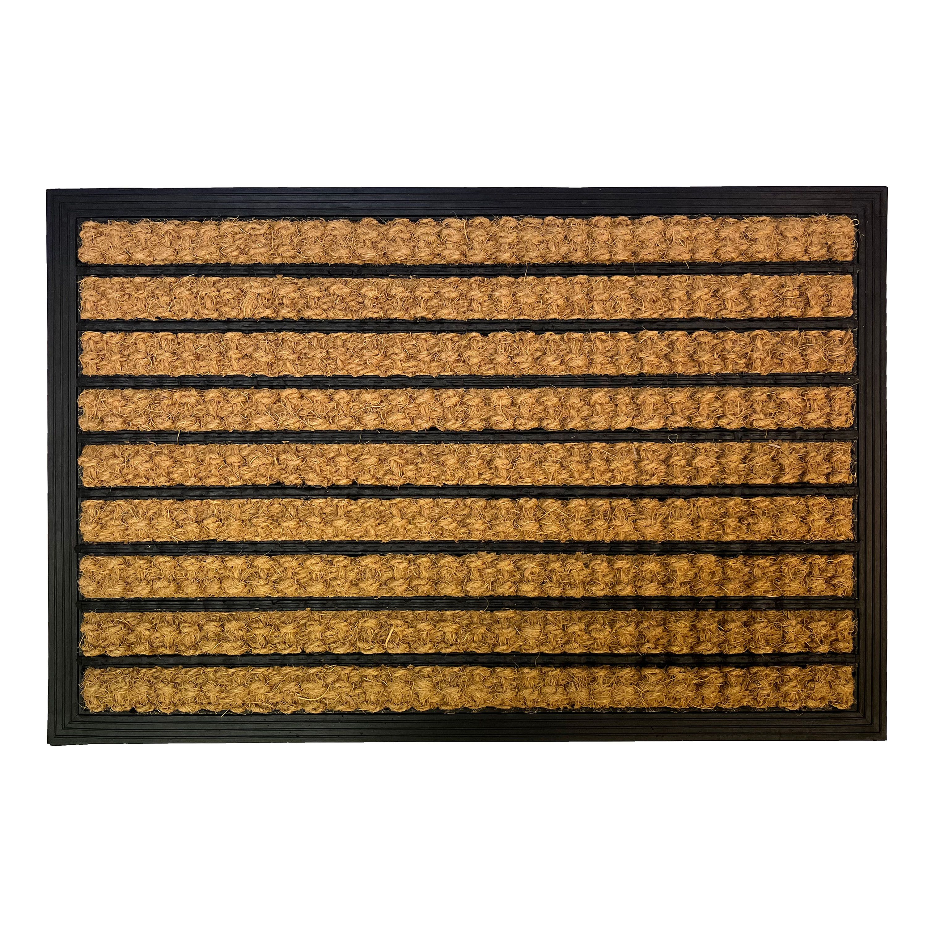 Primeur Natural Stripe Medium Indoor & outdoor Mat, (L)60cm x (W)40cm