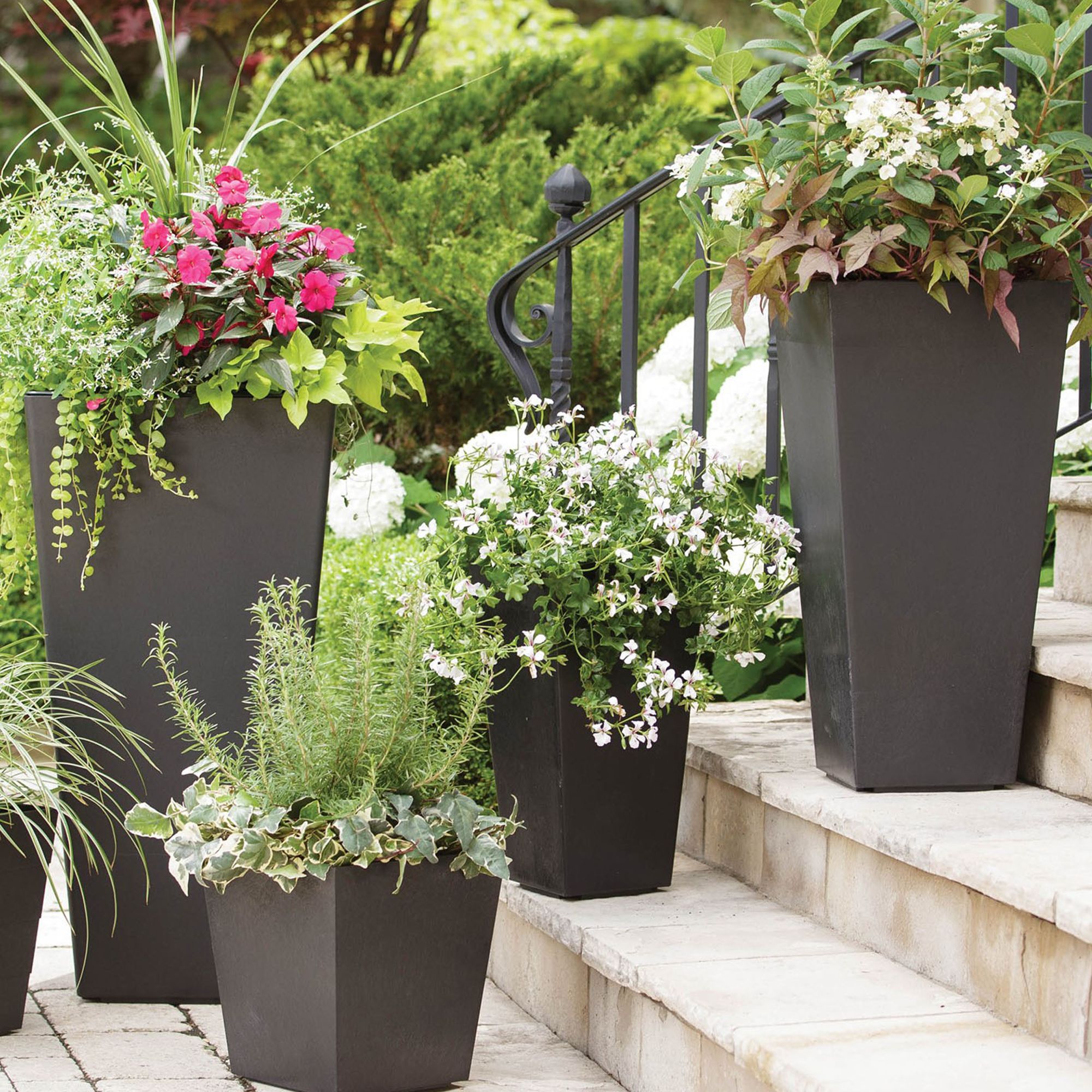Primeur Sonata Matt Pewter Grey Plain Plant pot (Dia) 26cm, (H)50cm