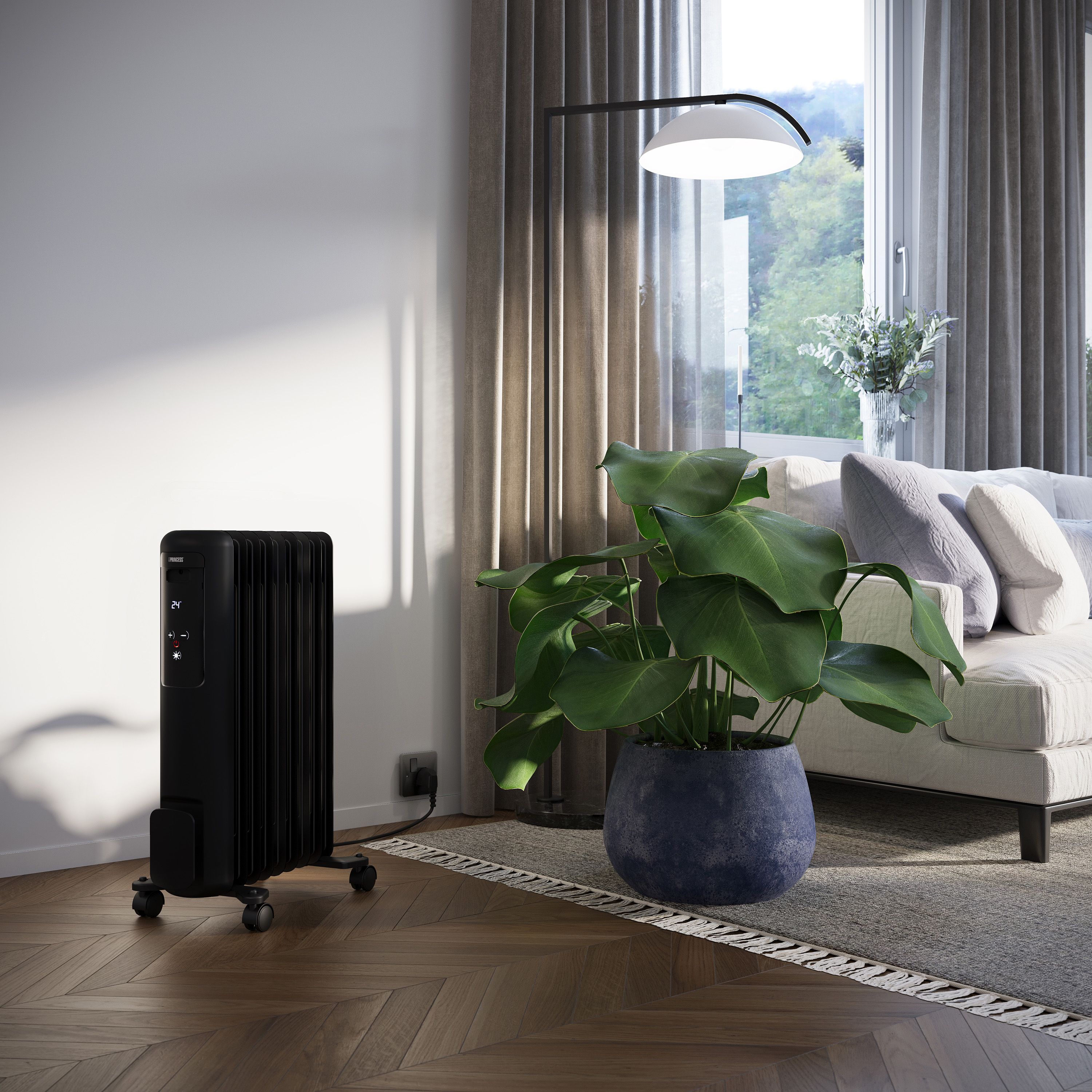 Princess 220-240V 2kW Black Smart Oil-filled radiator